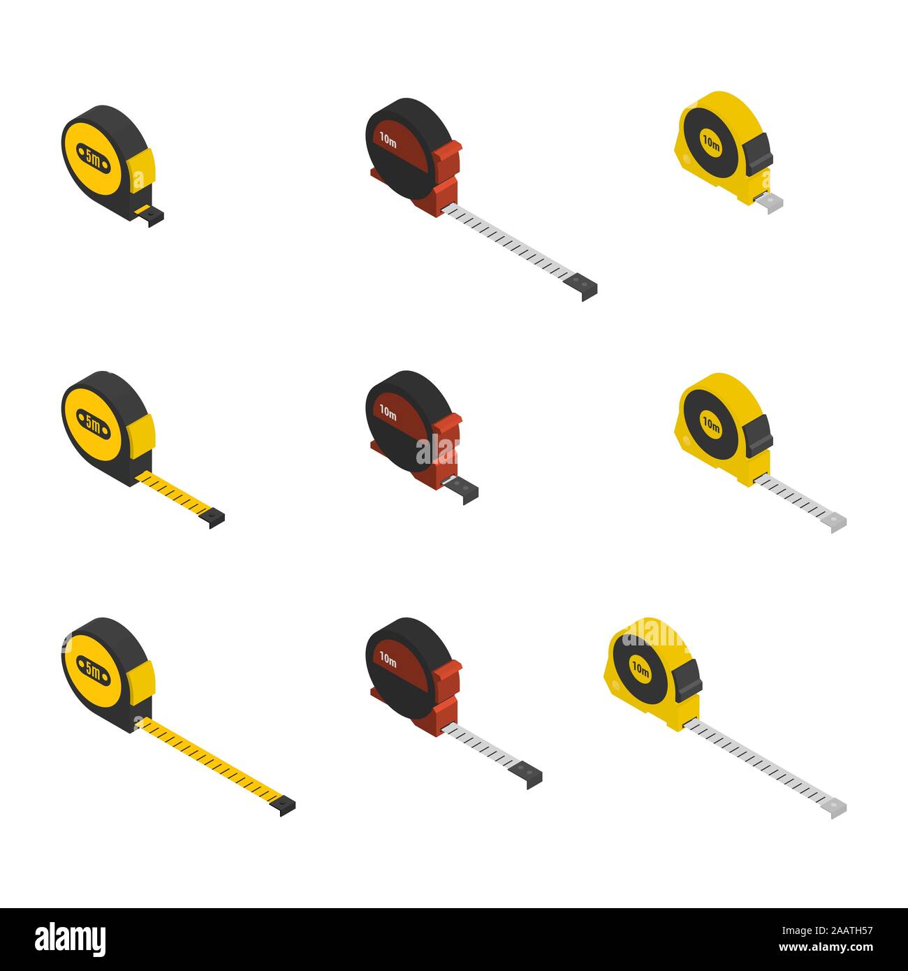 Der unterschiedliche Maßstäbe auf weißem Hintergrund. Elements Design. Flache isometrische 3D-Stil, Vector Illustration. Stock Vektor