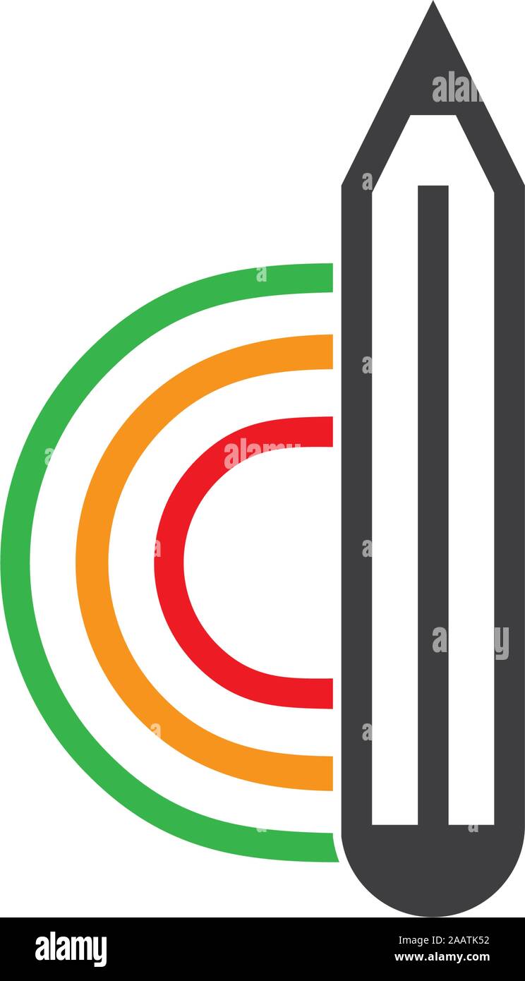 Buchstabe d bunte Bleistift kreative Symbol Vektor Stock Vektor