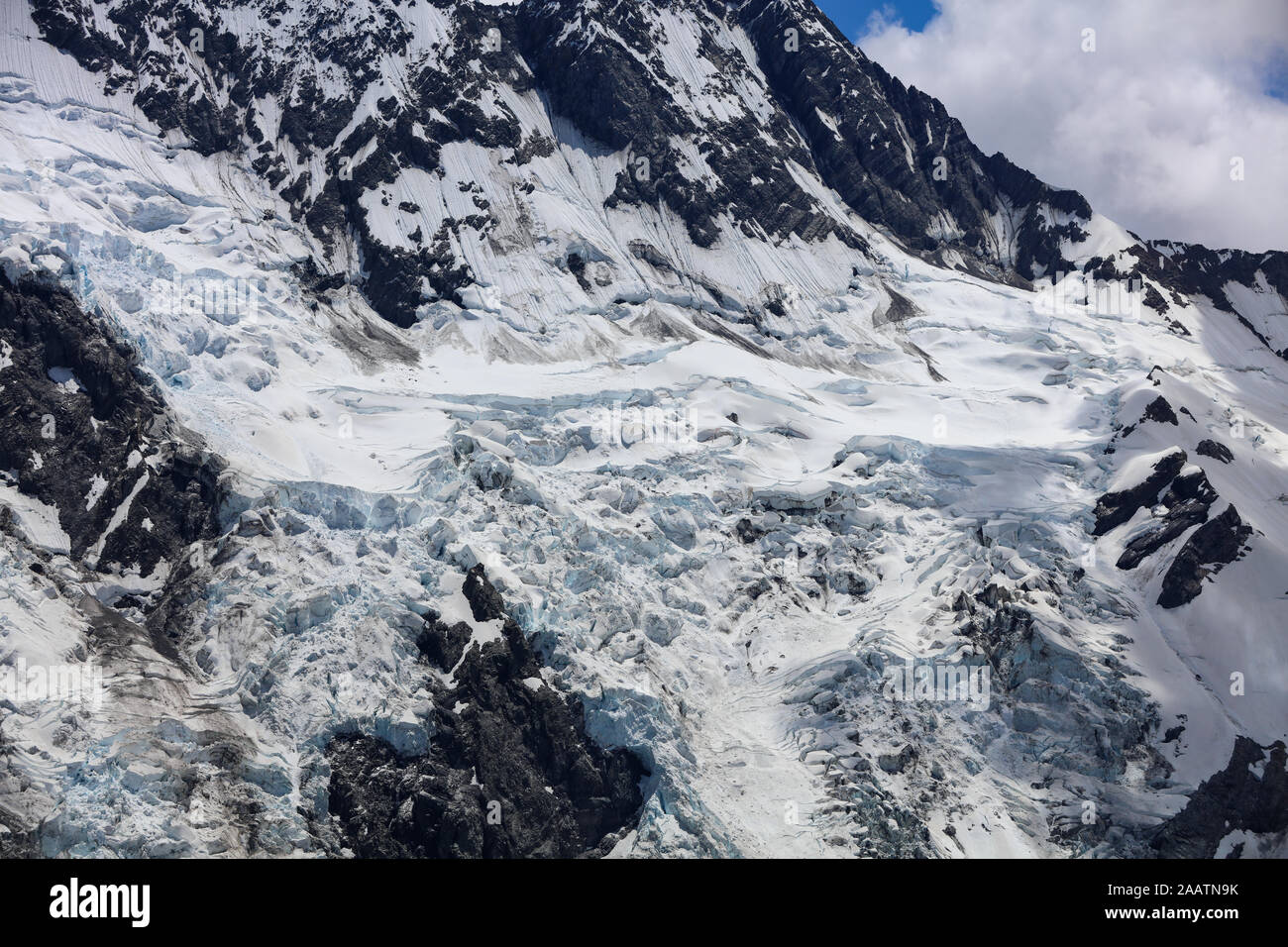 Gletscher und Berge in Mount Cook Natioan Park Neuseeland Stockfoto