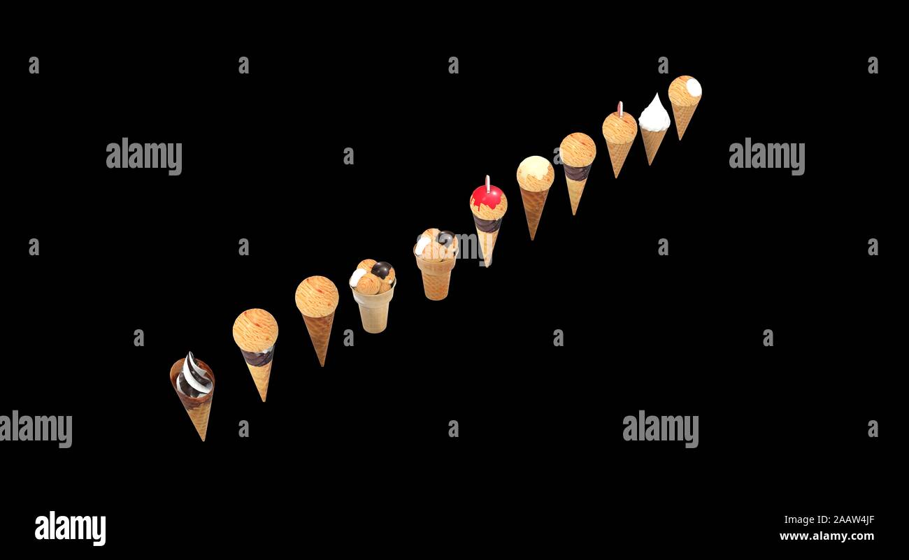 Eis auf Schwarz 3D Rendering" Stockfoto