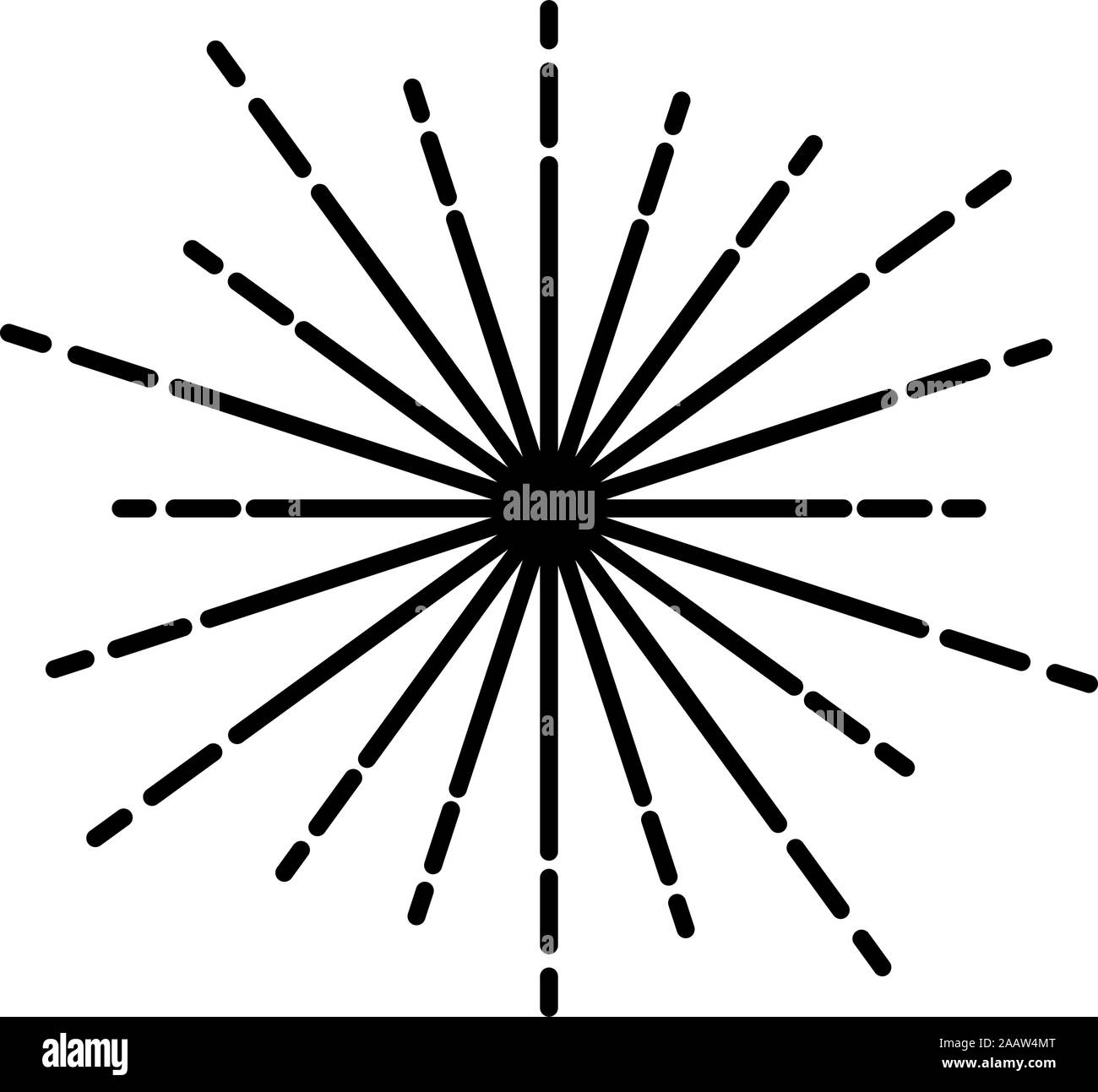 Sunburst Feuerwerk strahlen Radial Strahl Linien Funkeln Glasur Flare Starburst konzentrischen Ausstrahlung Linien Symbol Farbe schwarz Vector Illustration Flat Style Stock Vektor