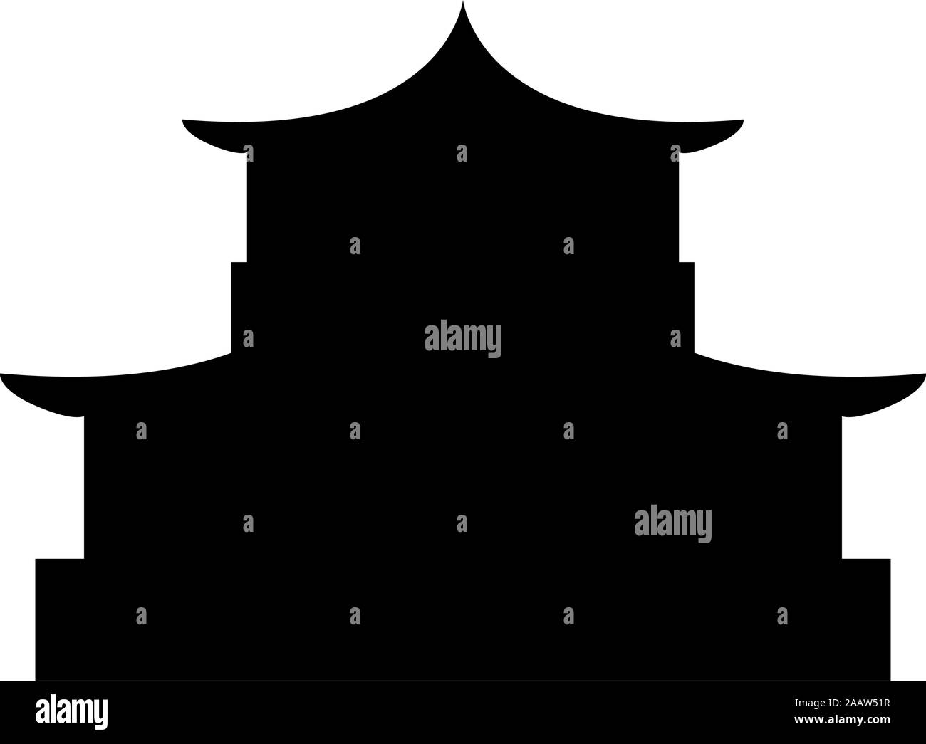 Chinesische Haus Silhouette der traditionellen asiatischen Pagode Japanische dom Fassade Symbol Farbe schwarz Vector Illustration Flat Style simple Image Stock Vektor