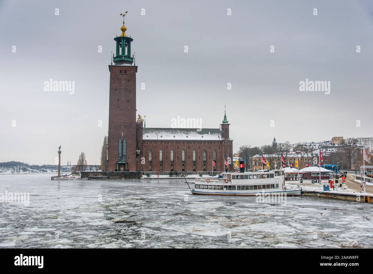 Im Winter, Stockholm Stadshuset, Schweden Stockfoto