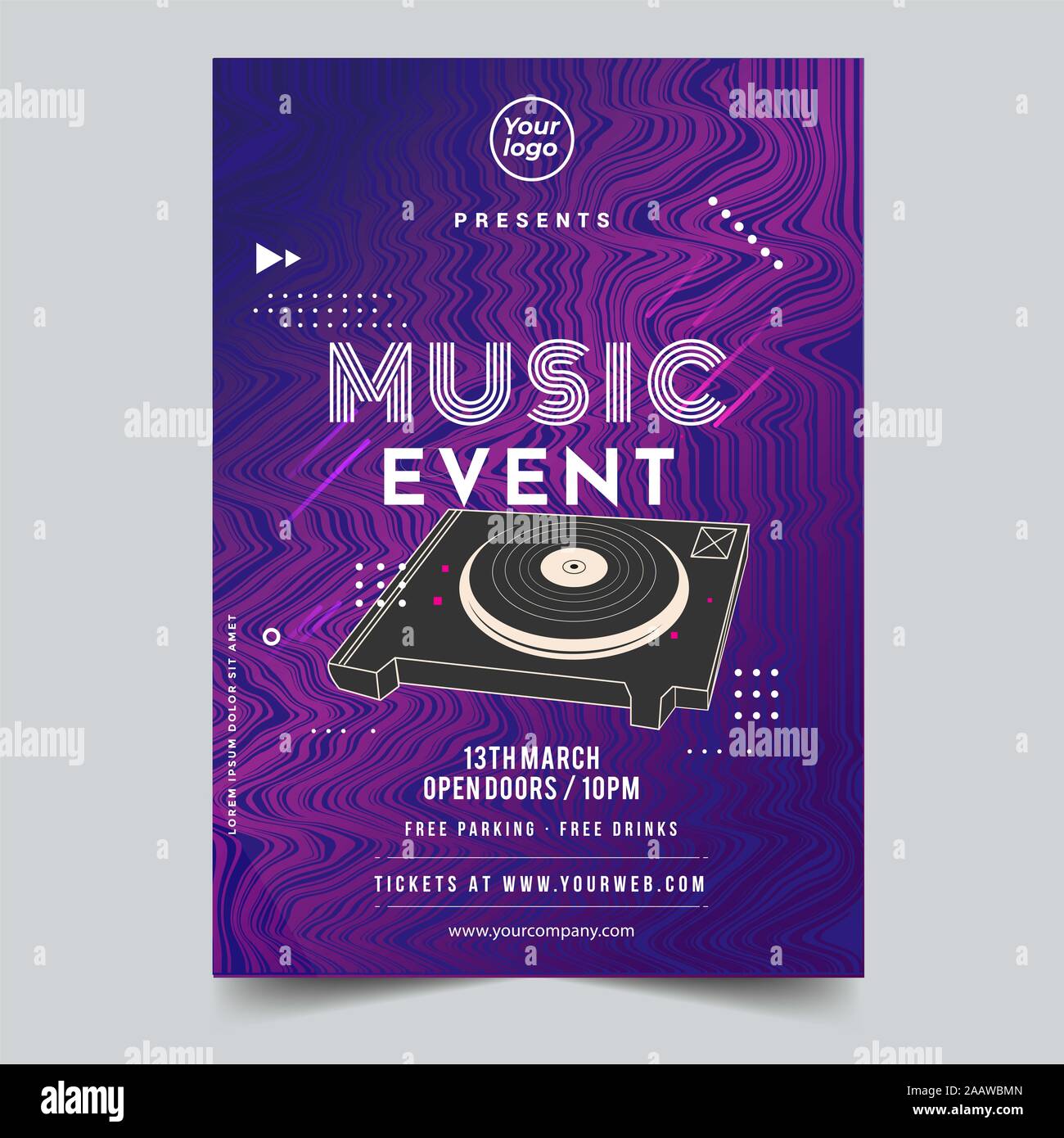 Dance Club Night Party Flyer Broschüre Layoutvorlage. Club Party Banner Design. Vector Illustration - Vektor Stockfoto