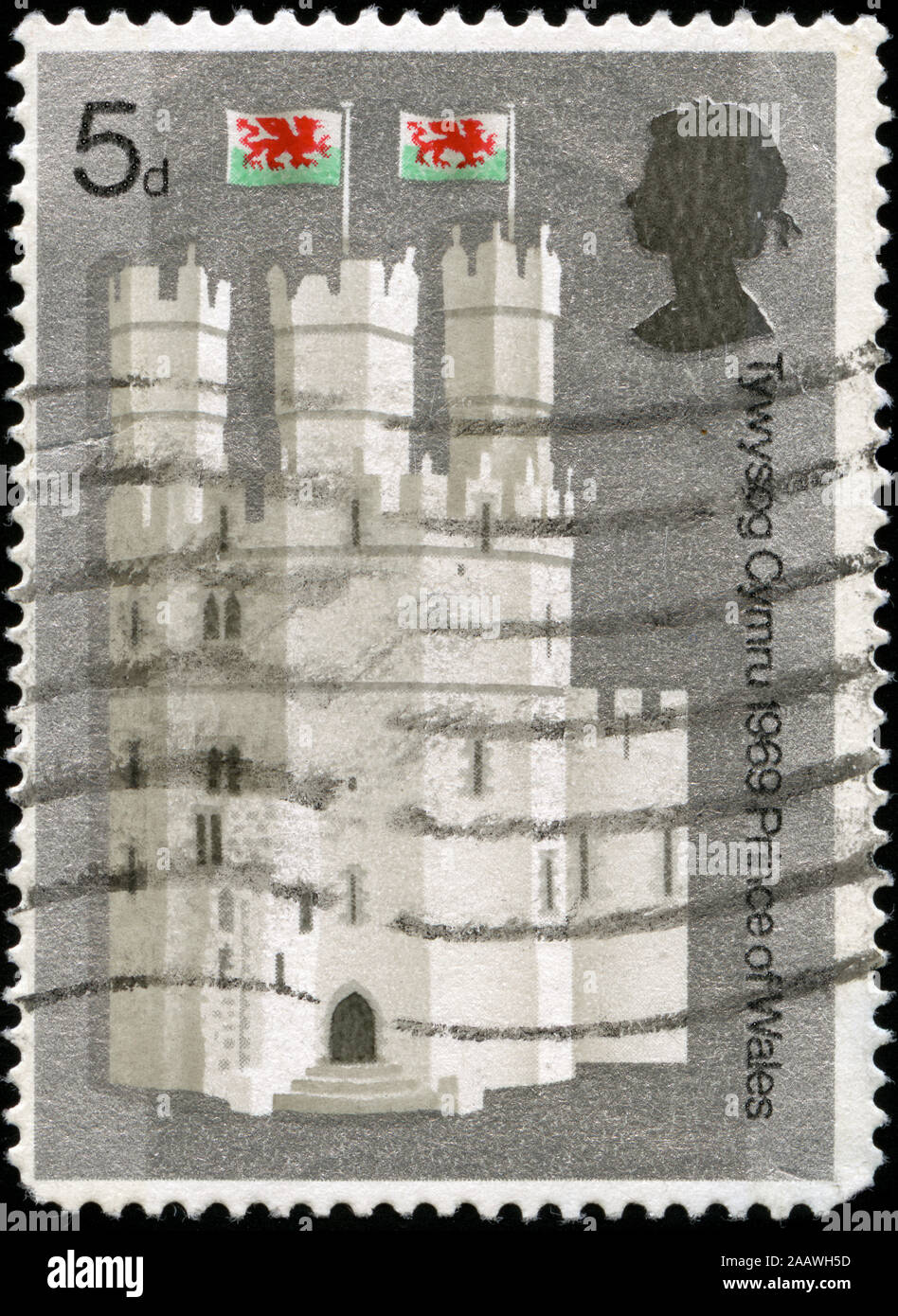 Poststempel Stempel aus dem Vereinigten Königreich von Großbritannien und Nordirland in der Seine Königliche Hoheit, der Prinz von Wales Serie Stockfoto