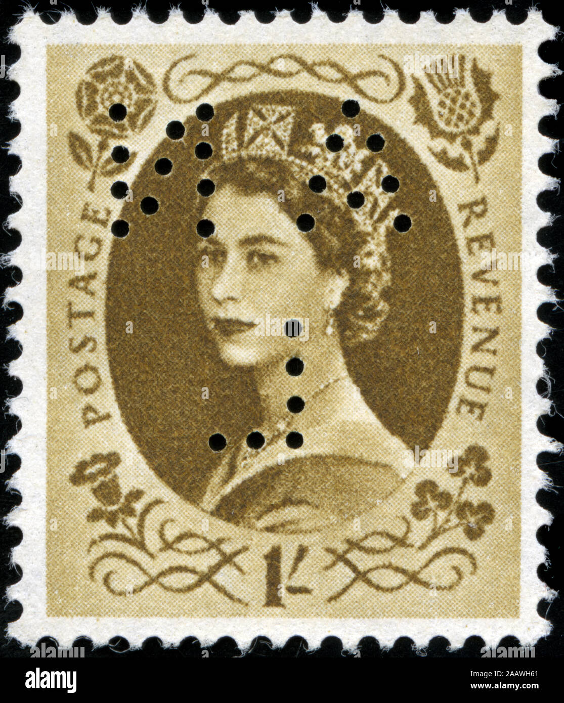 Poststempel Stempel aus dem Vereinigten Königreich von Großbritannien und Nordirland in die Queen Elizabeth II - Predecimal Wilding Serie Stockfoto