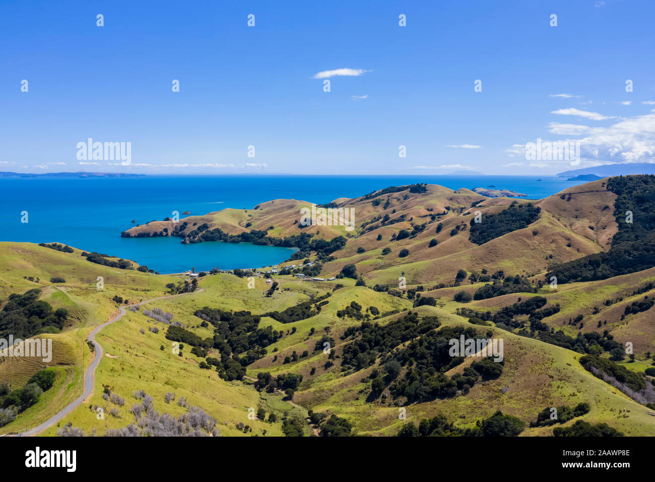 Neuseeland, Nordinsel, Waikato, Luftaufnahme von Land Stockfoto
