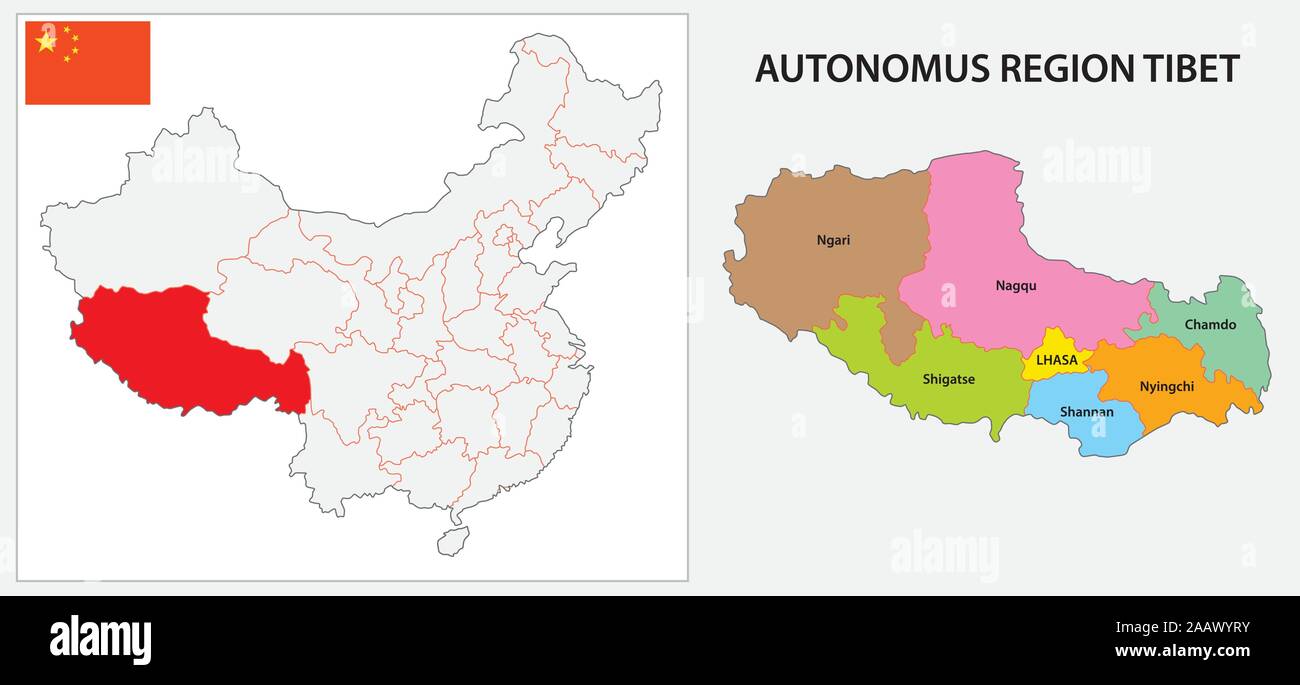 Tibet autonomen Region administrative Karte Stock Vektor