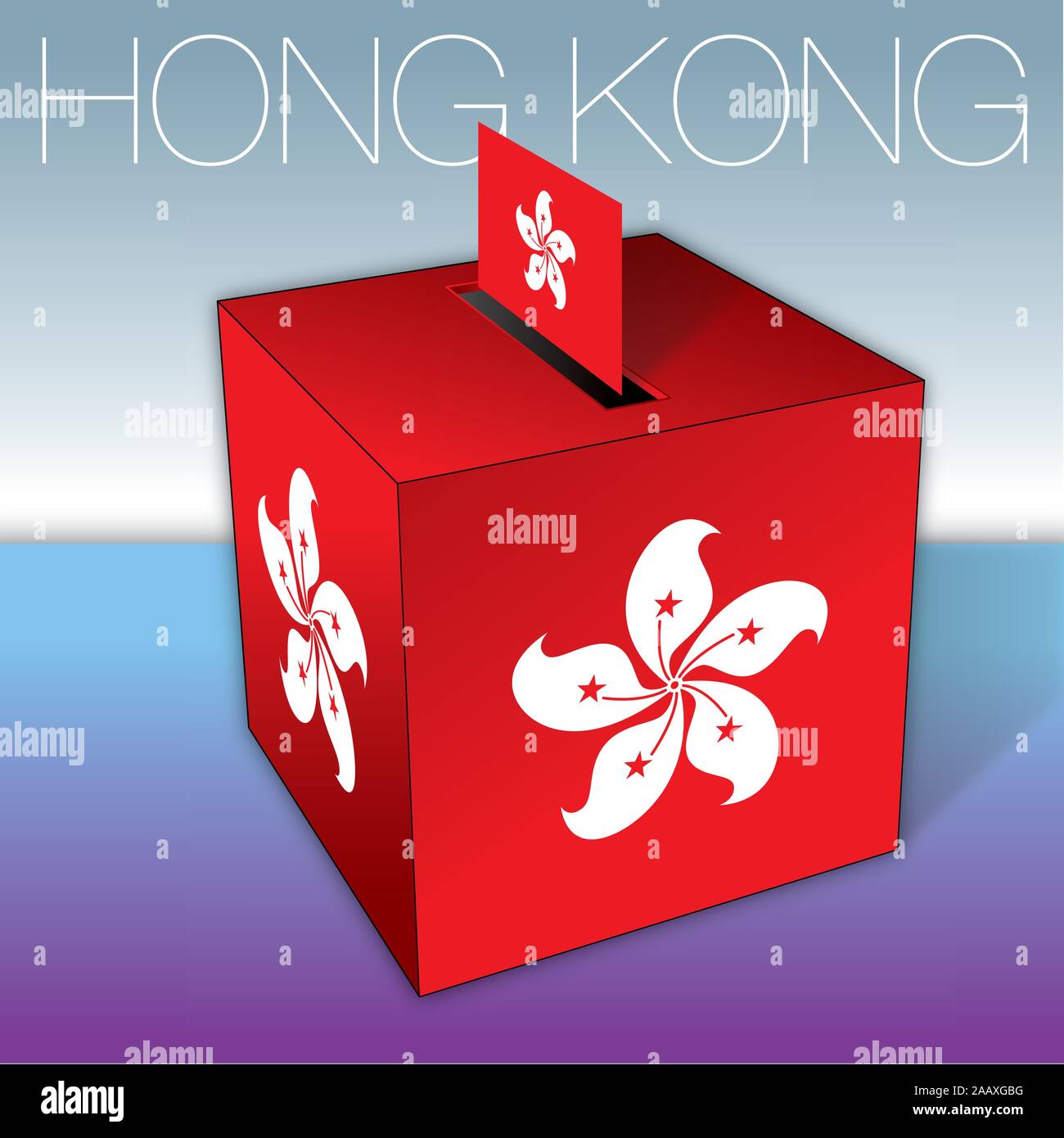 Hong Kong, Wahlen, Abstimmungen mit der roten Flagge, Hongkong, China, 2019 Stock Vektor