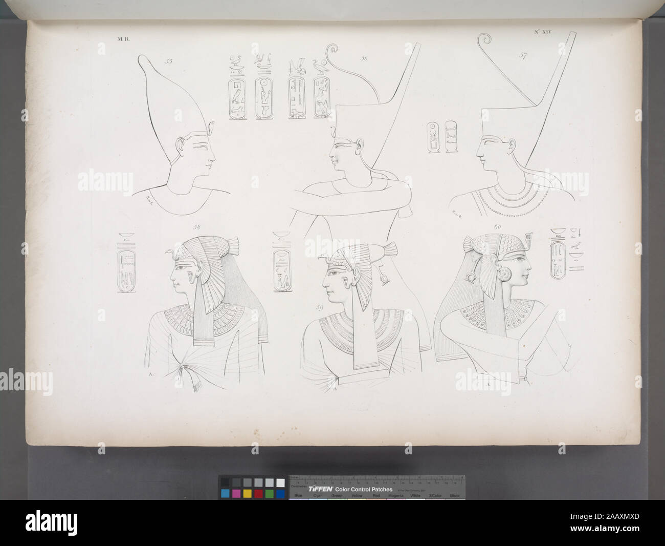 Abb. 55 Hakôr (Hakoris) Abb. 56 Psimut (Psammuthis) Abb. 57 Nahsctefnêb (Nectanebo I) Abb. 58 Amonmai (Merytamun) Abb. 59 Nebto (Nebtaui) Abb. 60 Titi (tiyi) für Hakôr Hakôris lesen/L'Égypte antiken illustrée de Champollion et Rosellini. (Paris 1933, S. 48) für Psimut Psaumouthis lesen/L'Égypte antiken illustrée de Champollion et Rosellini. (Paris 1933, S. 48) für Nahsctefnêb Nectanébo lesen/L'Égypte antiken illustrée de Champollion et Rosellini. (Paris 1933, S. 48) für Amonmai Méritamon lesen/L'Égypte antiken illustrée de Champollion et Rosellini. (Paris 1933, S. 48) für Nebto Nebtao lesen Stockfoto