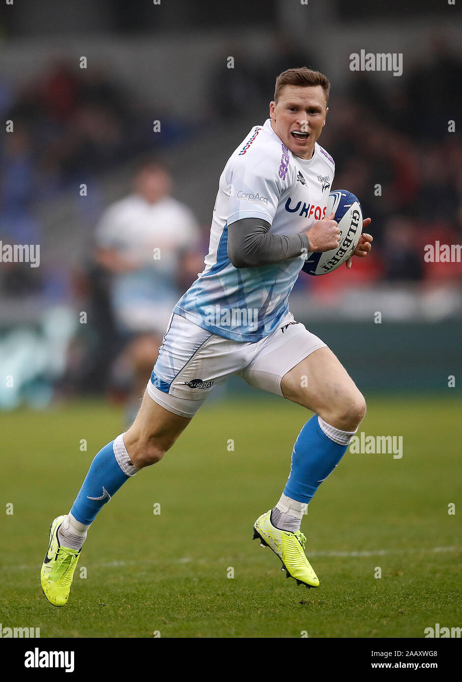 Verkauf Haifische Chris Ashton in Aktion gegen La Rochelle während der heineken Champions Cup Runde 2 Spiel in der AJ Bell Stadium, Salford. Stockfoto