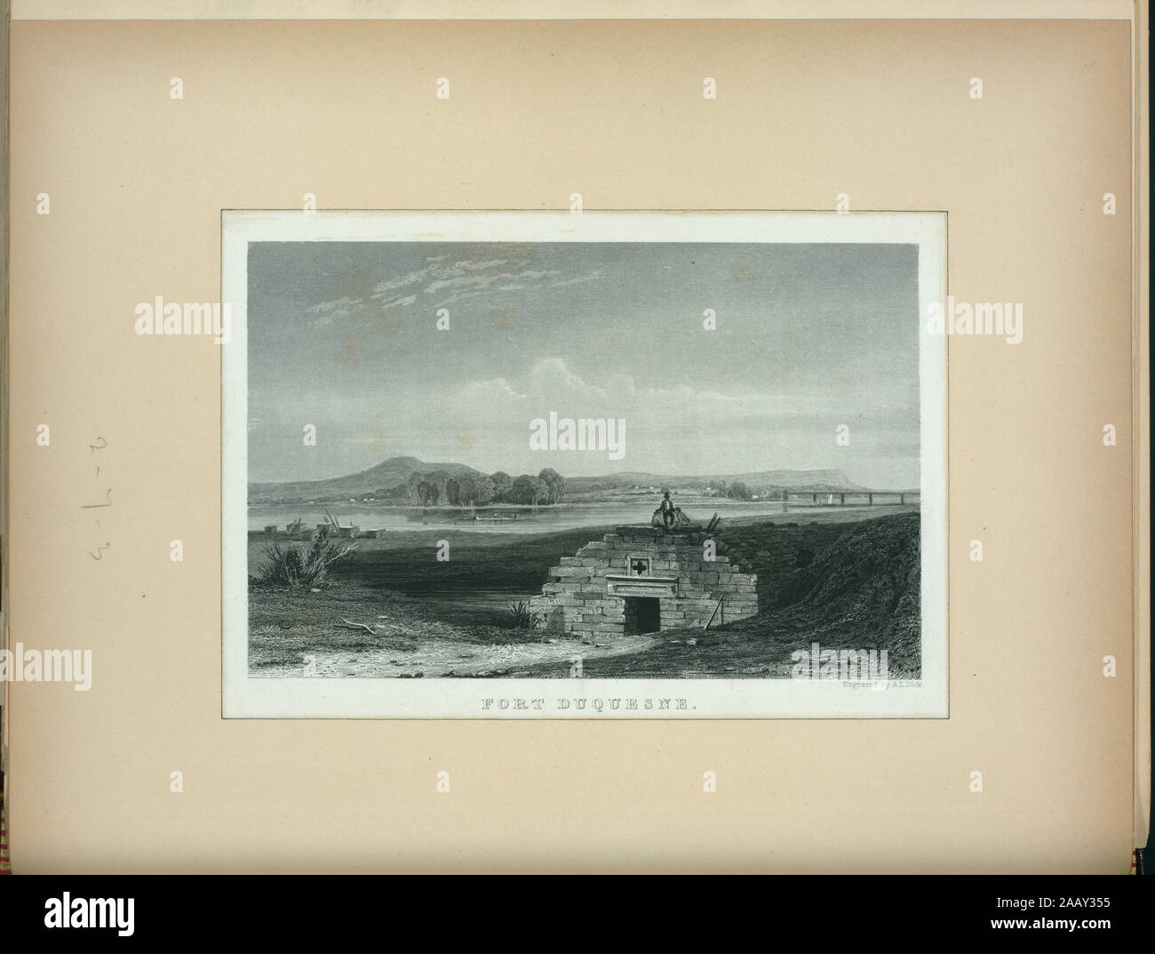 Fort Duquesne Der Text besteht aus der Geschichte von Mason und Dixon Line, durch J.H.B. Latrobe, Philadelphia, 1855; Vortrag auf die Kontroverse zwischen Pennsylvania und Virginia, die von ANMERKUNG: Craig, Pittsburg, 1843; Mason und Dixon Line, von J. Veech, Pittsburg [h], 1857; und die Nachricht von der Gouverneur von Maryland, die Übermittlung von Berichten im Zusammenhang mit der Abgrenzung von Maryland, Pennsylvania und Delaware, Washington, 1850. Zitat/Referenz: EM 14507; Fort Duquesne. Stockfoto