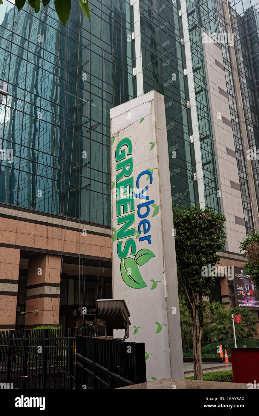 Zeichen für Cyber Green Büros, in Gurgaon, Heimat von vielen Weg zu unterstellenden britischen Unternehmen im IT-Bereich Stockfoto