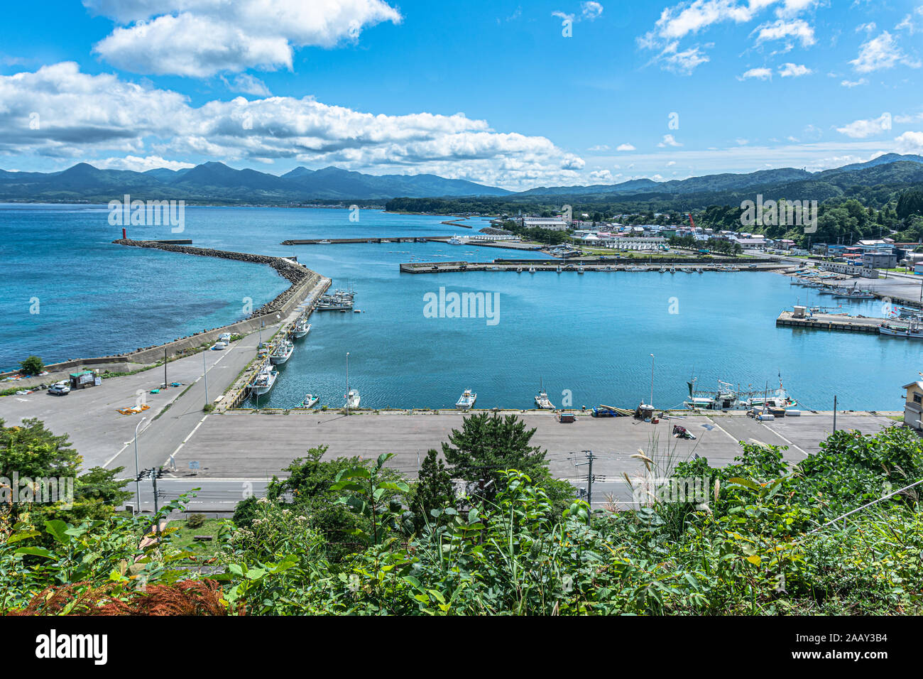 Blick auf die Küste der Bucht entlang Minmaya Minmaya Dorf, Aomori, Honshu, Japan Stockfoto