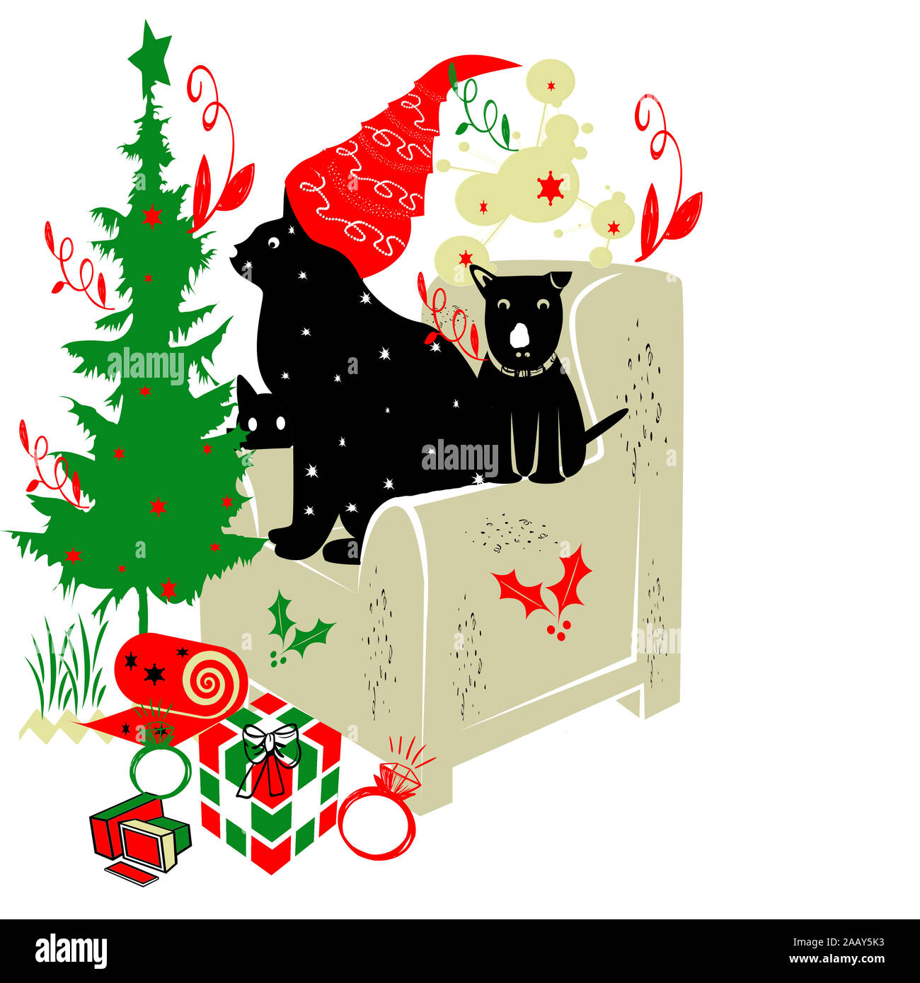 Cartoon Illustration Dog Christmas Hat Stockfotos Und Bilder Kaufen Alamy