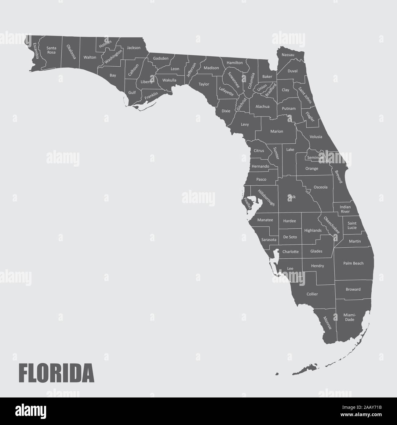 Florida und der Grafschaften Stock Vektor