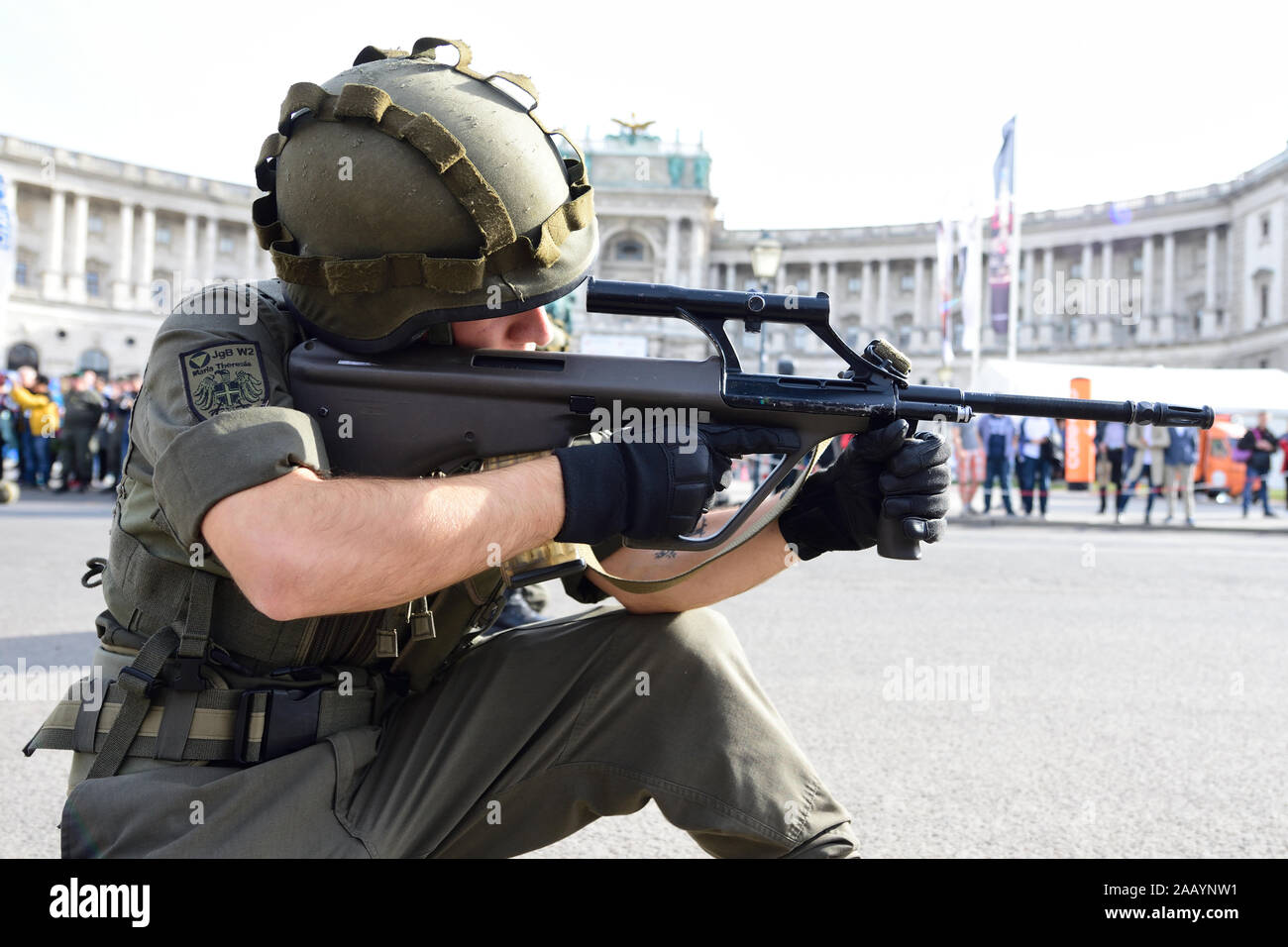 Wien, Österreich. Österreichische Soldaten am Heldenplatz Wien Stockfoto