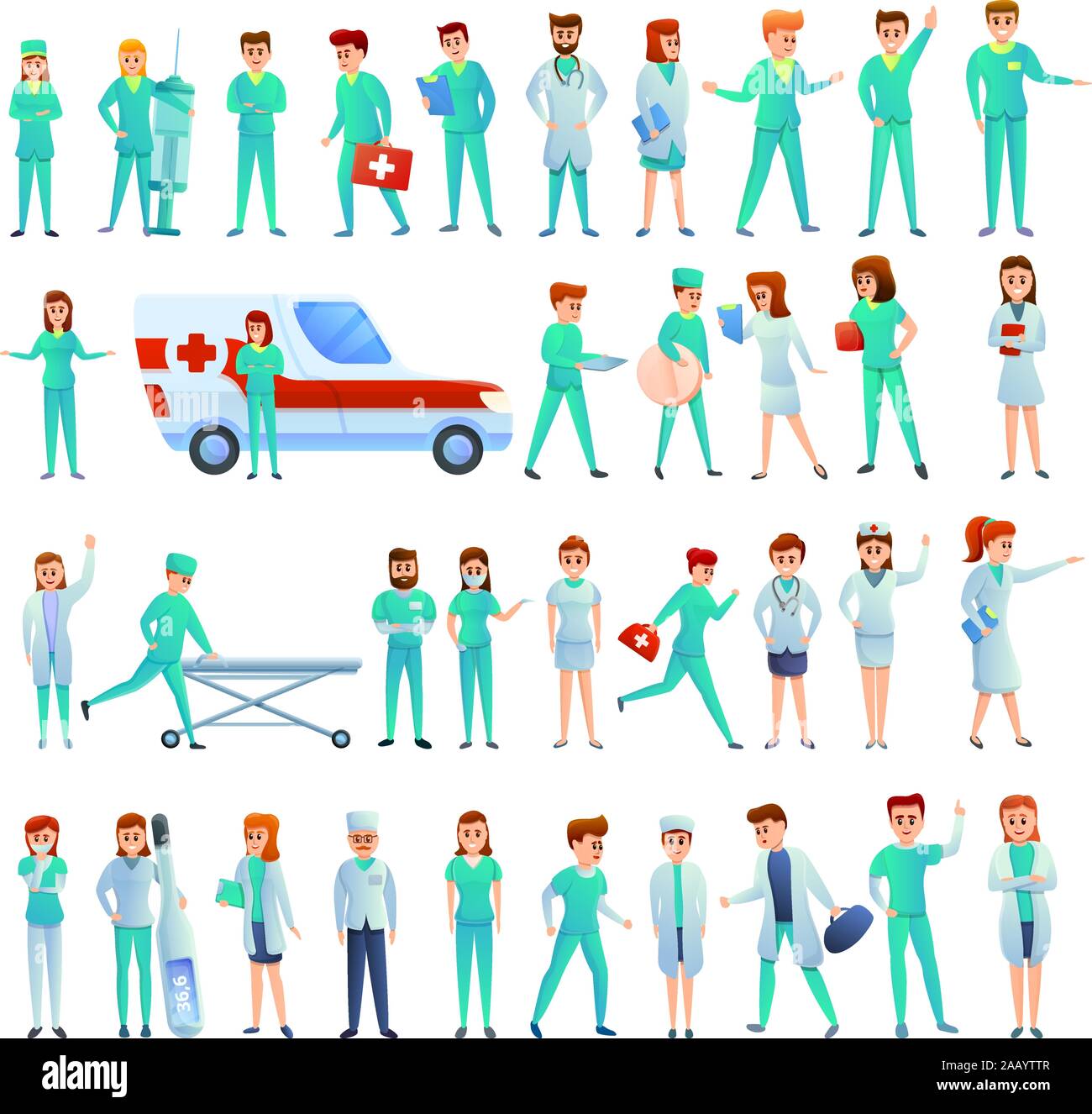 Krankenschwester Symbole gesetzt. Cartoon von Krankenschwester Vector Icons für Web Design Stock Vektor