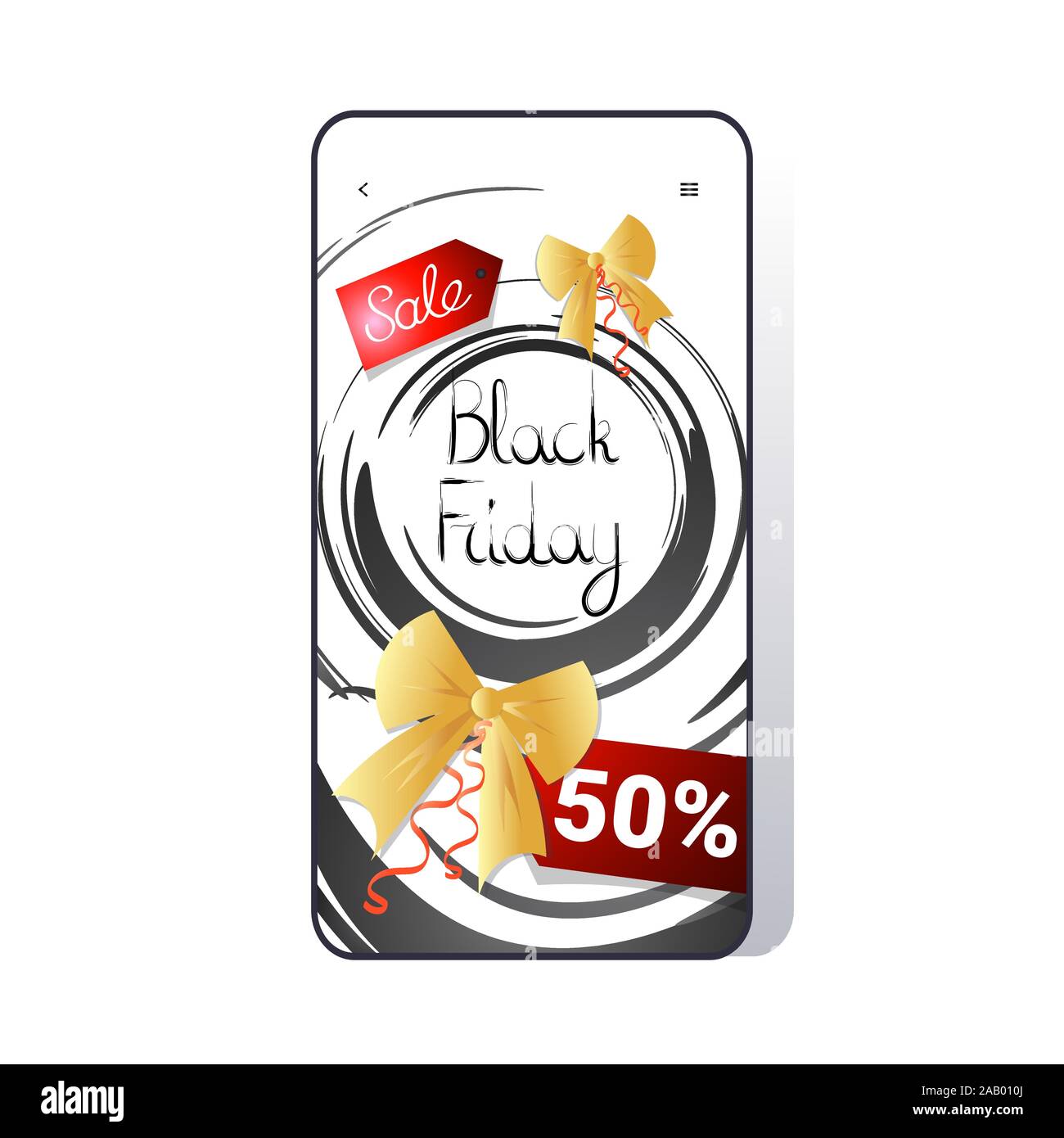 Big Verkauf schwarze Stempel Freitag Spezielle Angebote Promo marketing Holiday Shopping Konzept der Bildschirm des Smartphones online mobile App Werbekampagne Vector Illustration Stock Vektor