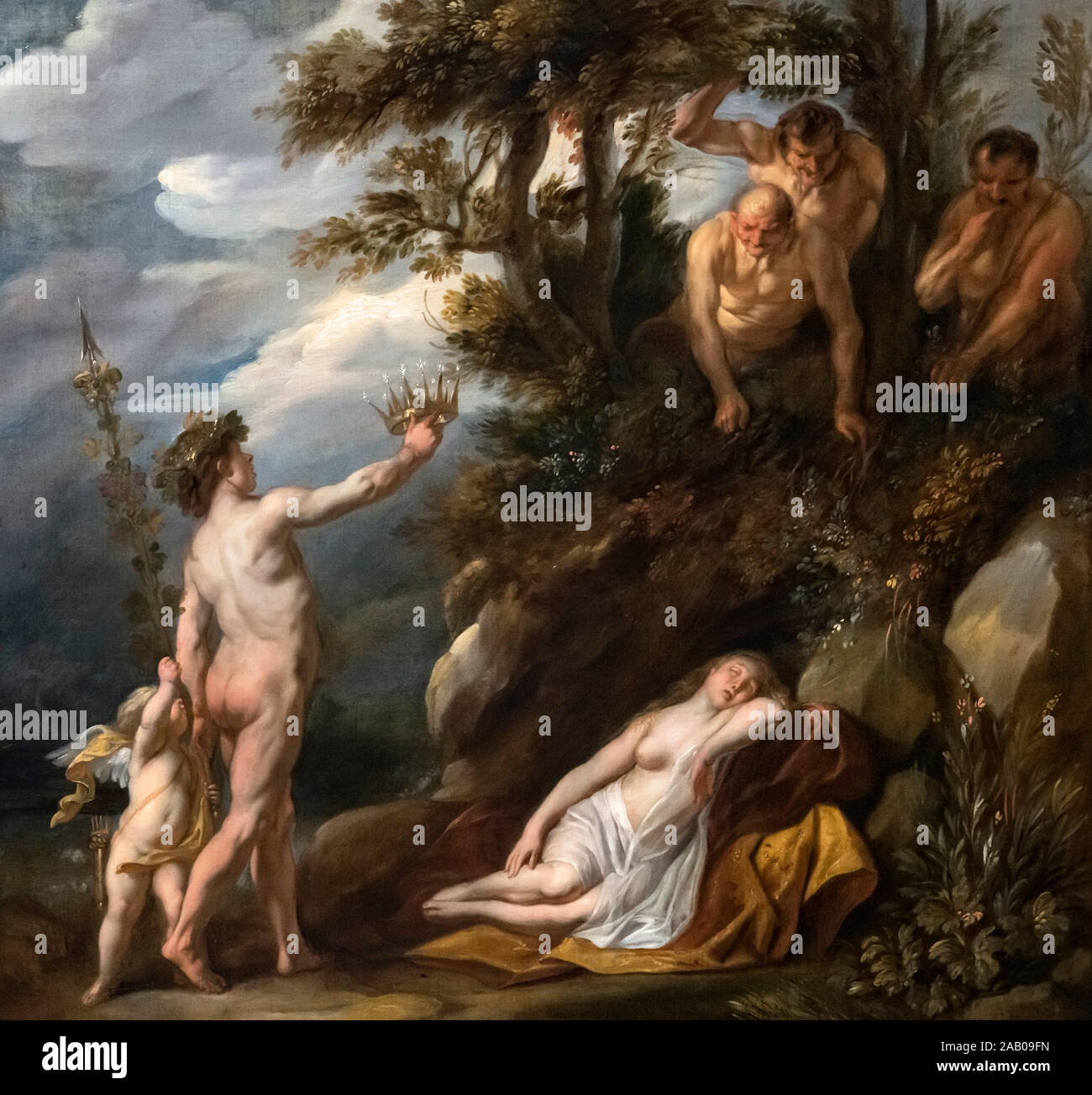 Bacchus Ariadne Entdecken von Jacob Jordaens (1593-1678), Öl auf Leinwand, Ende 1640 s Stockfoto