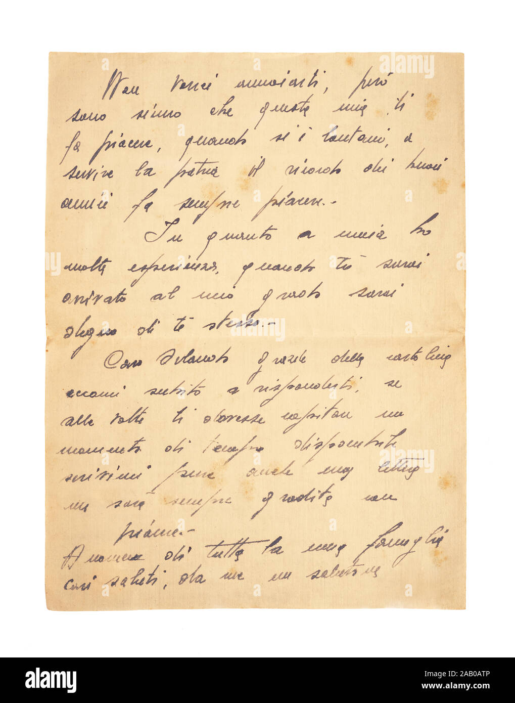 Alte vintage Manuskript auf weißem Hintergrund Stockfoto