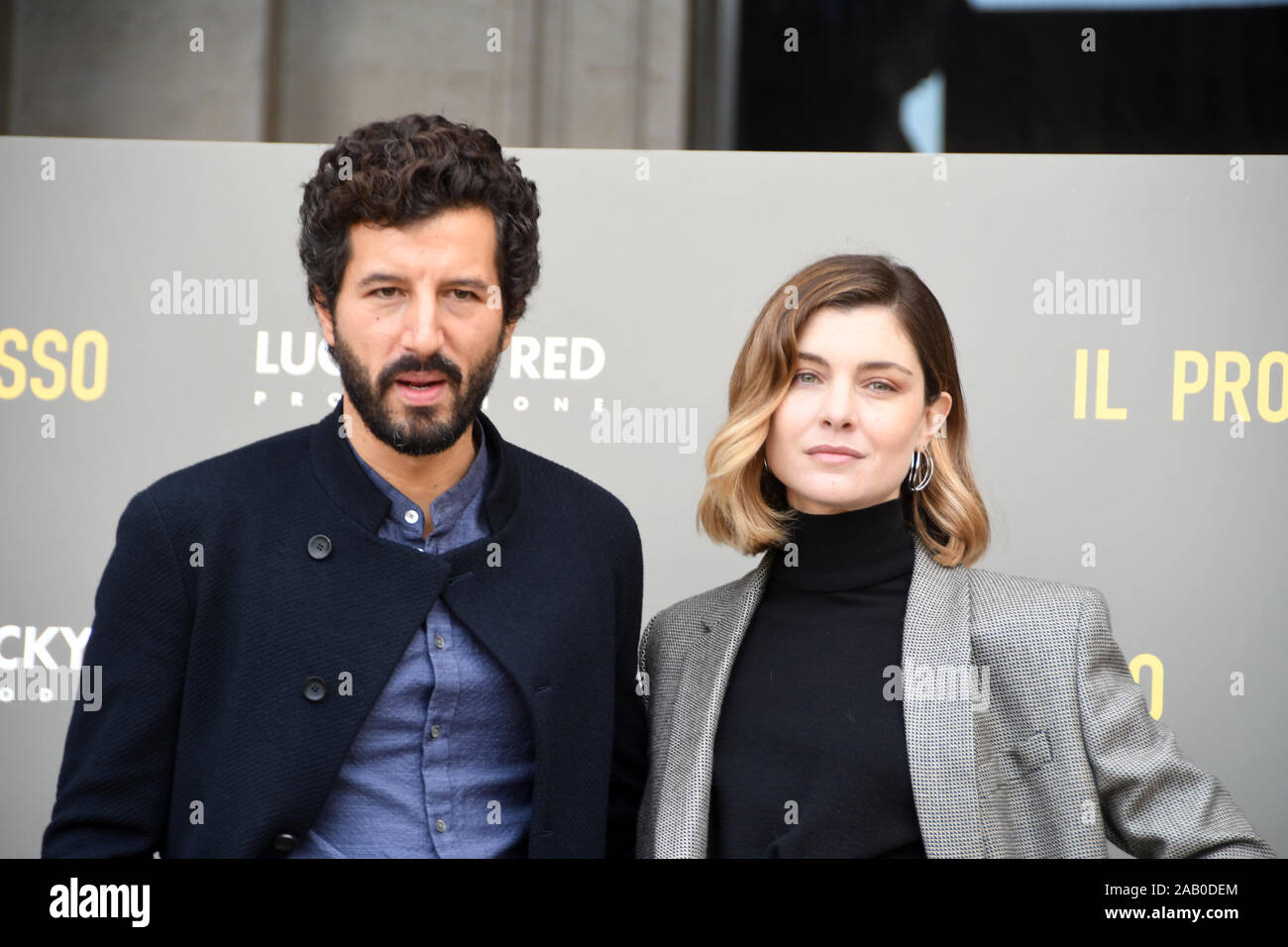 Roma den Raum Kino Moderno 22 Nov 2019 - Präsentation fiction IL PROCESSO, Francesco Scianna und Vittoria Puccini Credit: Giuseppe Andidero Stockfoto