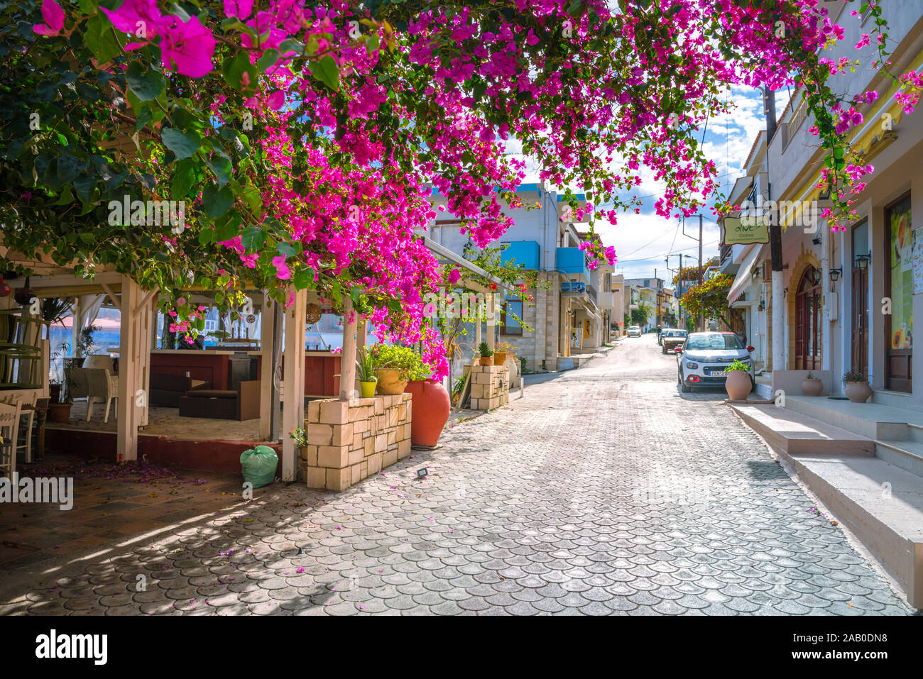Traditionelle Küstenort Panormo Rethymno, Kreta, Griechenland. Stockfoto