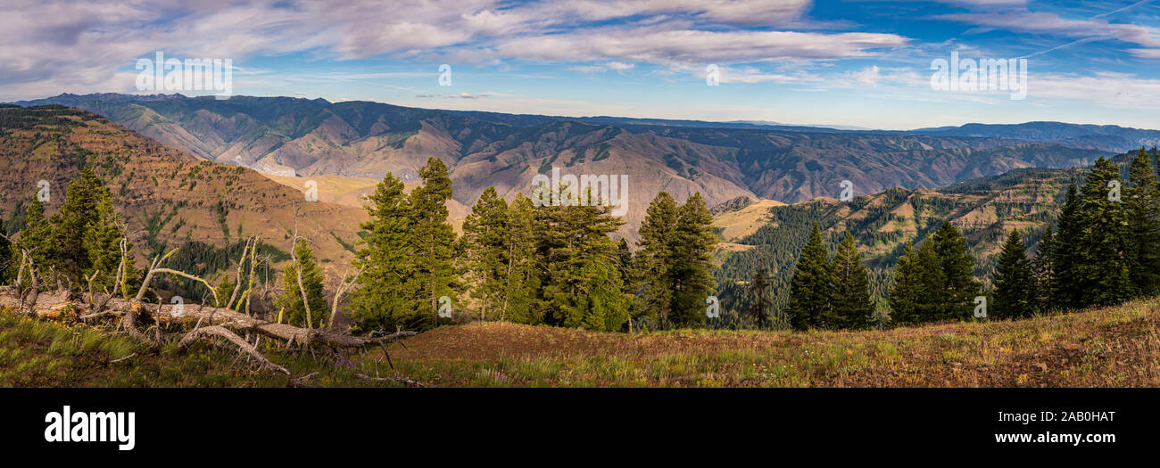 Ein Blick in Idaho von Hells Canyon Overlook in Oregon. Stockfoto