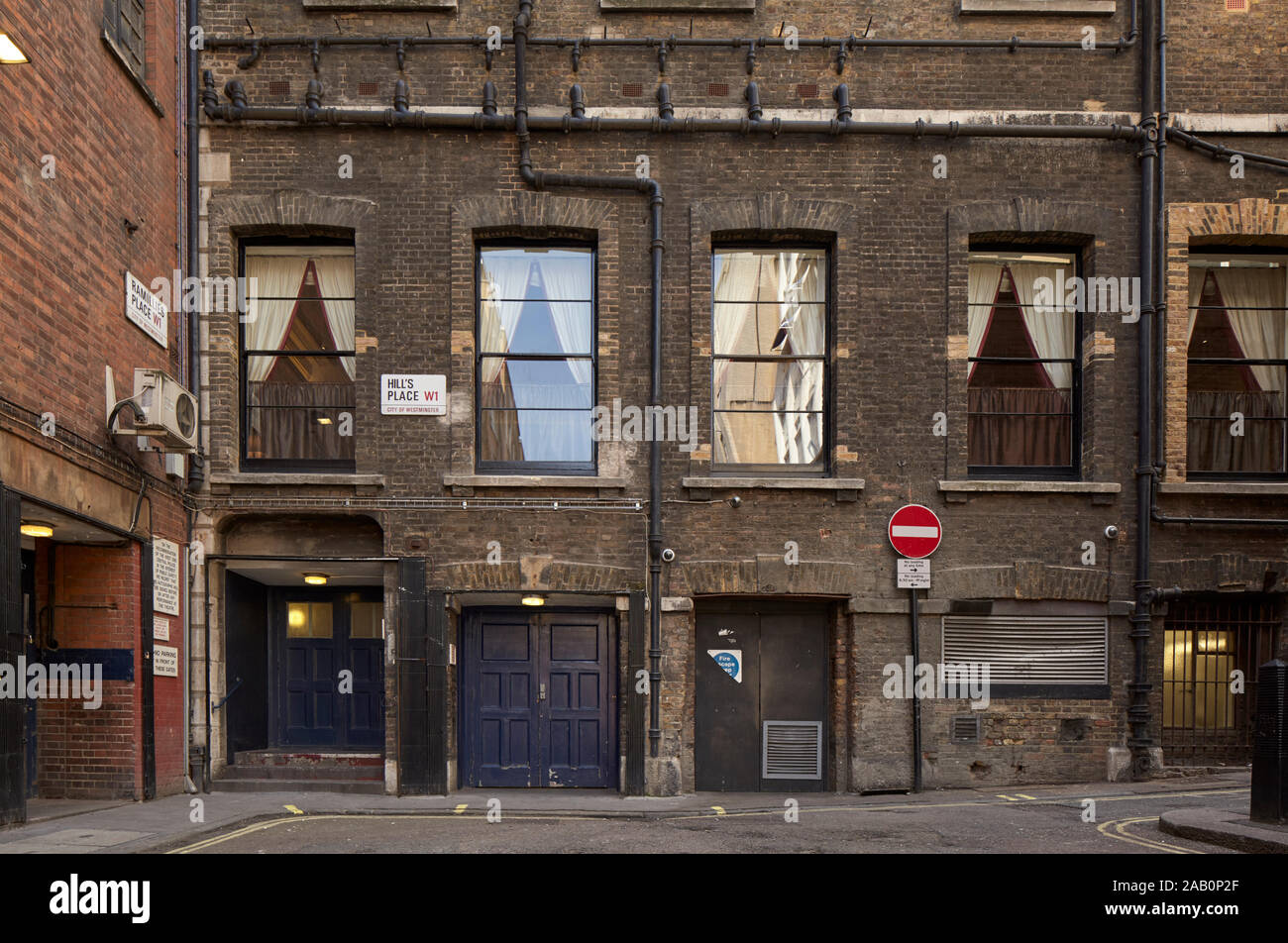 Hill's Place, Hintereingang des London Palladium, Westminster, London Stockfoto