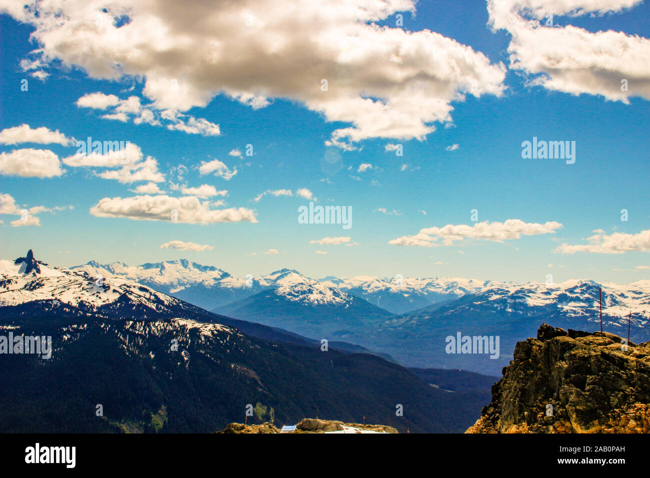 Der Gipfel von Whistler Mountain an einem sonnigen Tag Stockfoto