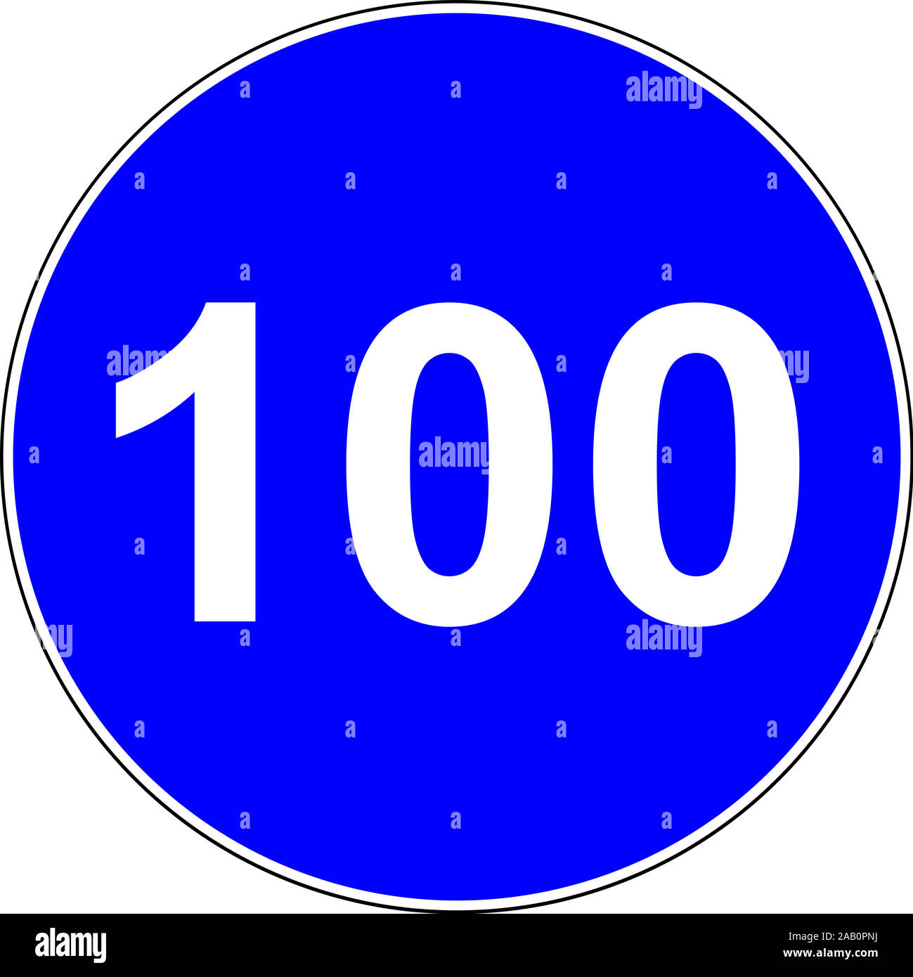 Schild mit vorgeschlagenen Geschwindigkeit von 100 km/h Stockfoto