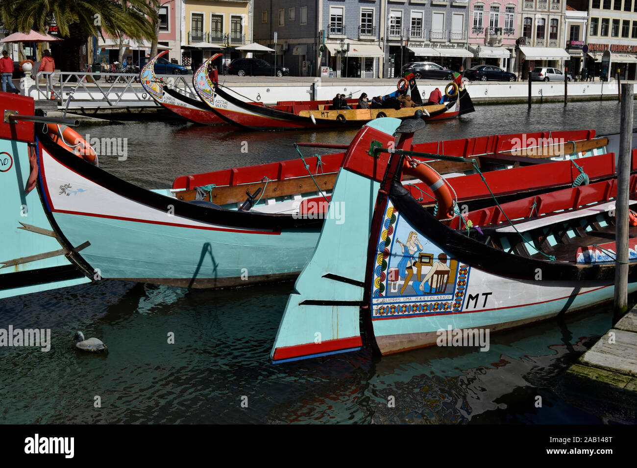 Moliceiro Kanalboote in Aveiro Portugal Stockfoto