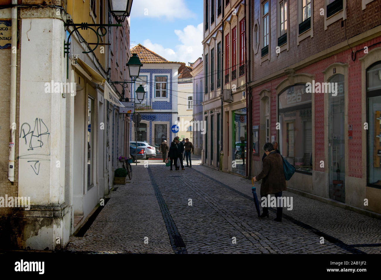 Street Scene im Zentrum von Aveiro Portugal Stockfoto