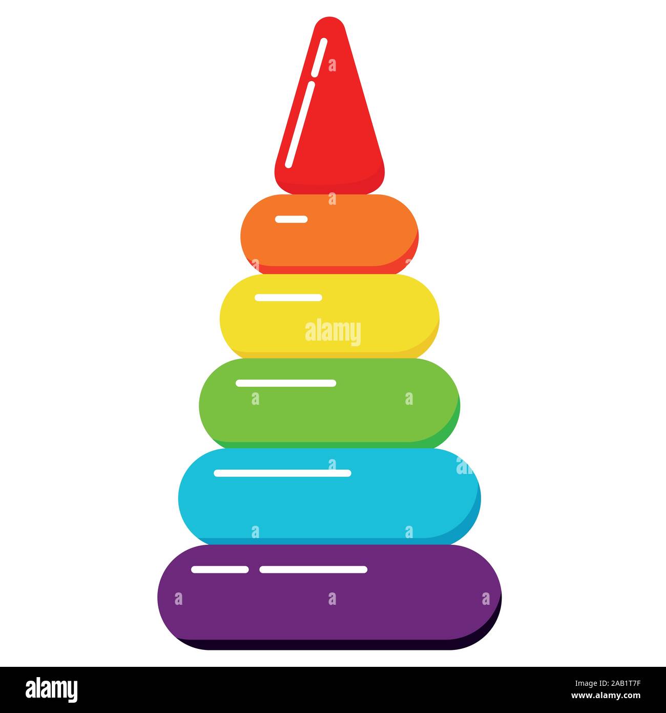 Kinder Pyramide Spielzeug Vektor flache Design Symbol Abbildung auf weißem Hintergrund. Stock Vektor