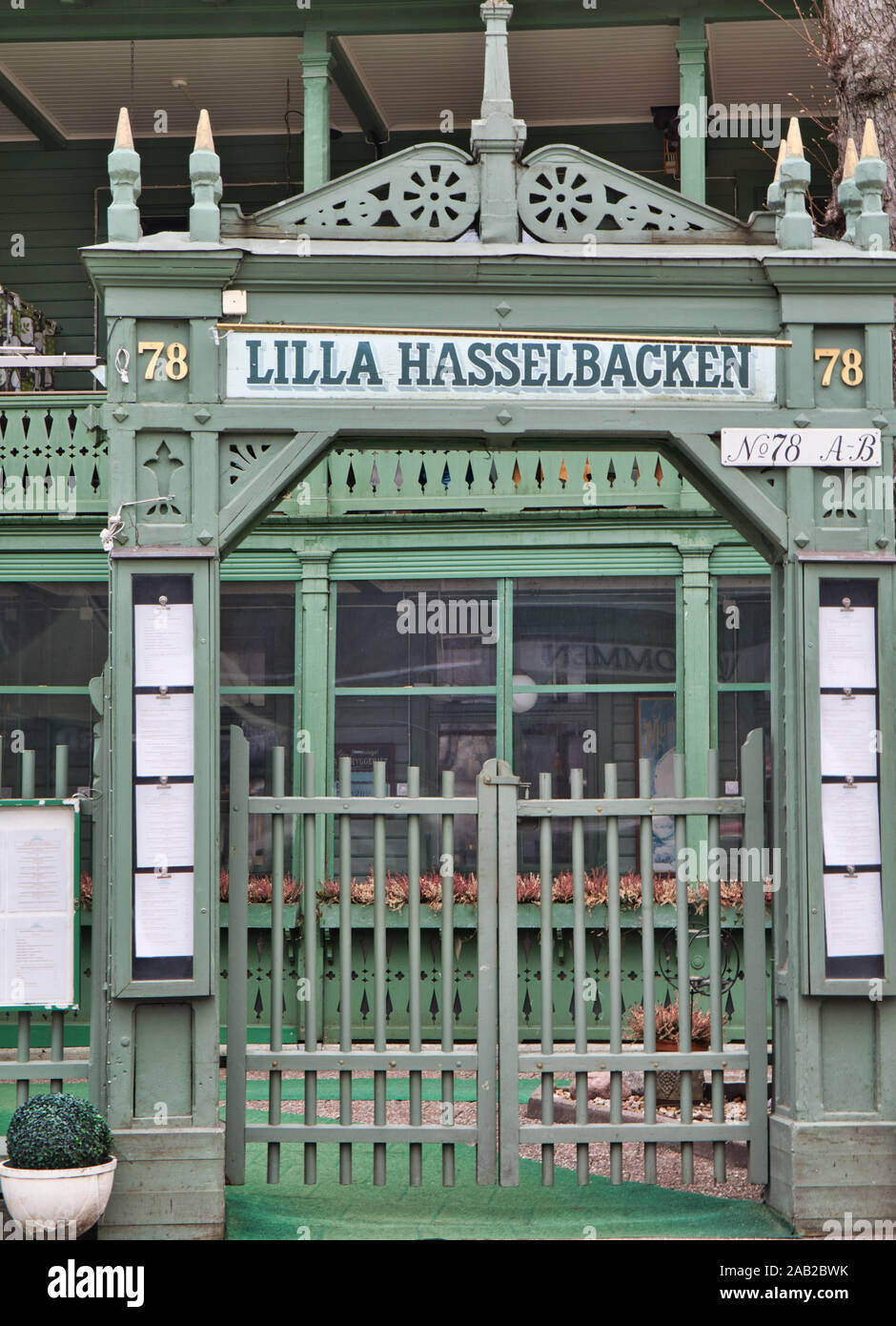Lilla Hasselbacken schwedische Restaurant, Djurgården, Stockholm, Schweden. Restaurant Café eröffnete im Jahr 1866 Stockfoto