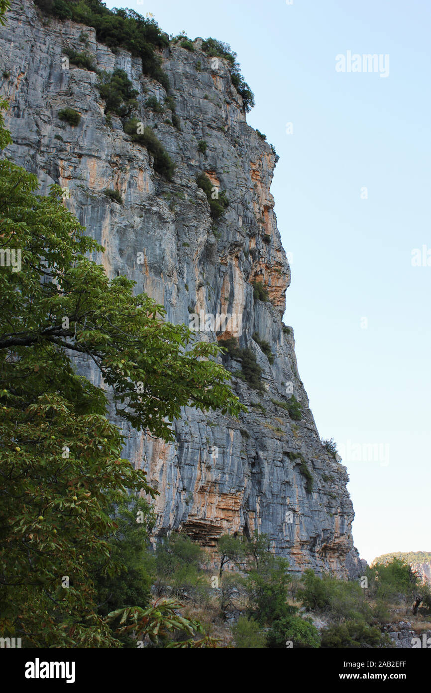 Blick auf die Vikos Schlucht von Kloster von Agia Paraskevi Monodendri Griechenland Stockfoto