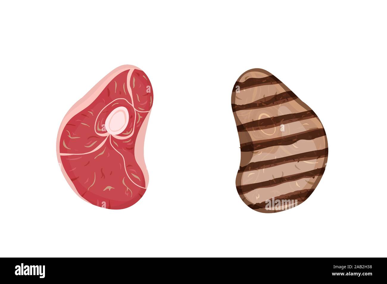 Ein Stück Fleisch mit einem Knochen. Frisch und Grill. Vector Illustration. Stock Vektor