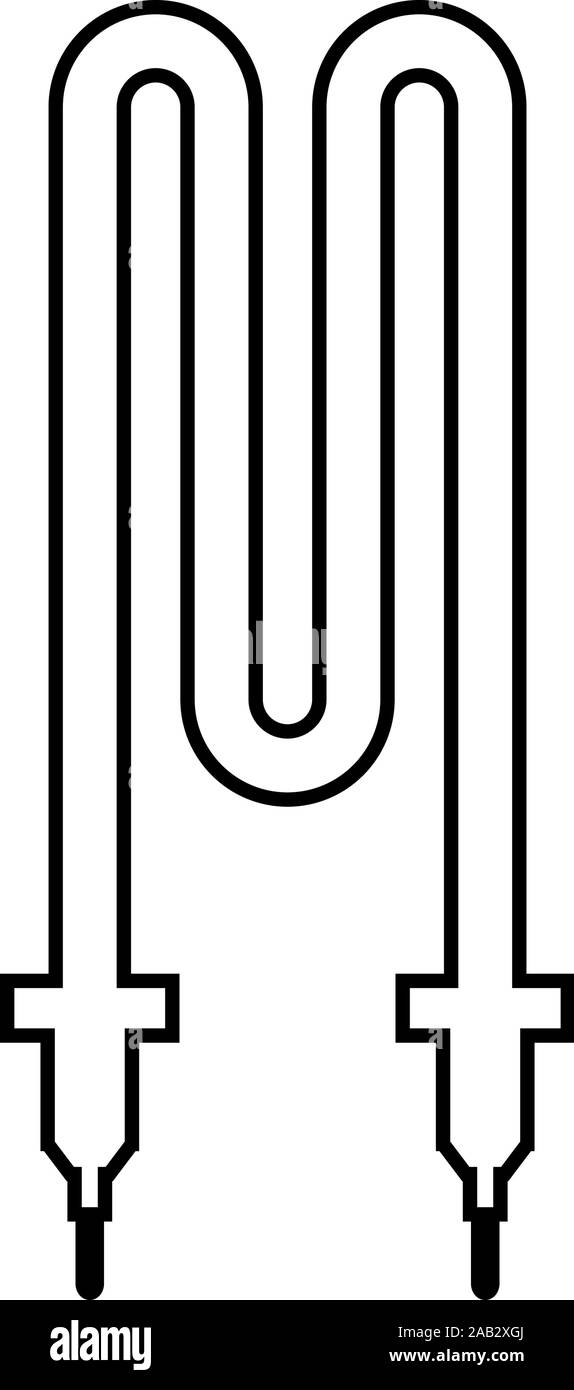 Thermische elektrisches Heizelement Symbol outline Schwarz Vector Illustration Flat Style simple Image Stock Vektor
