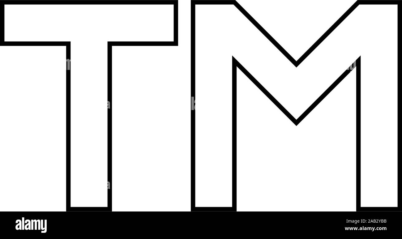 TM Brief Marke Symbol outline Schwarz Vector Illustration Flat Style simple Image Stock Vektor