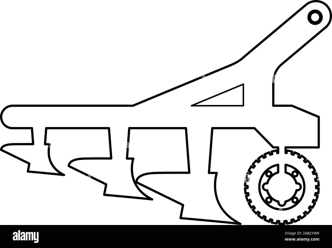 Pflug für die Kultivierung des Landes vor der Aussaat landwirtschaftlicher Produkte Traktor machanism Ausrüstung Industrielle Gerätesymbol outline Schwarz Vector Illustration flach Stock Vektor