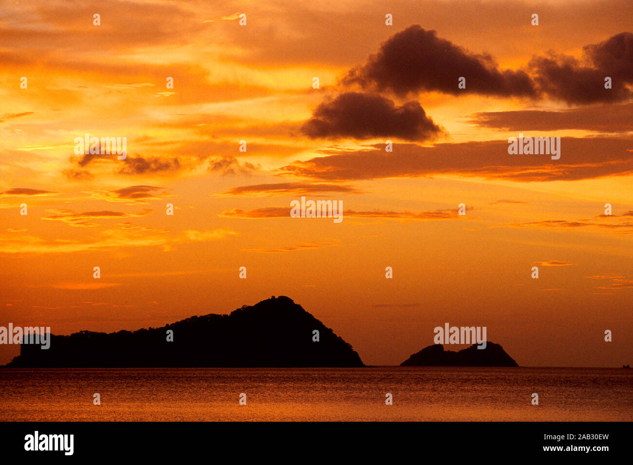 Pazifikkueste und Abendhimmel, Costa Rica, Suedamerika, Pazifikküste und Abendhimmel, NP Santa Rose, Costa Rica, Deutschland, Stockfoto