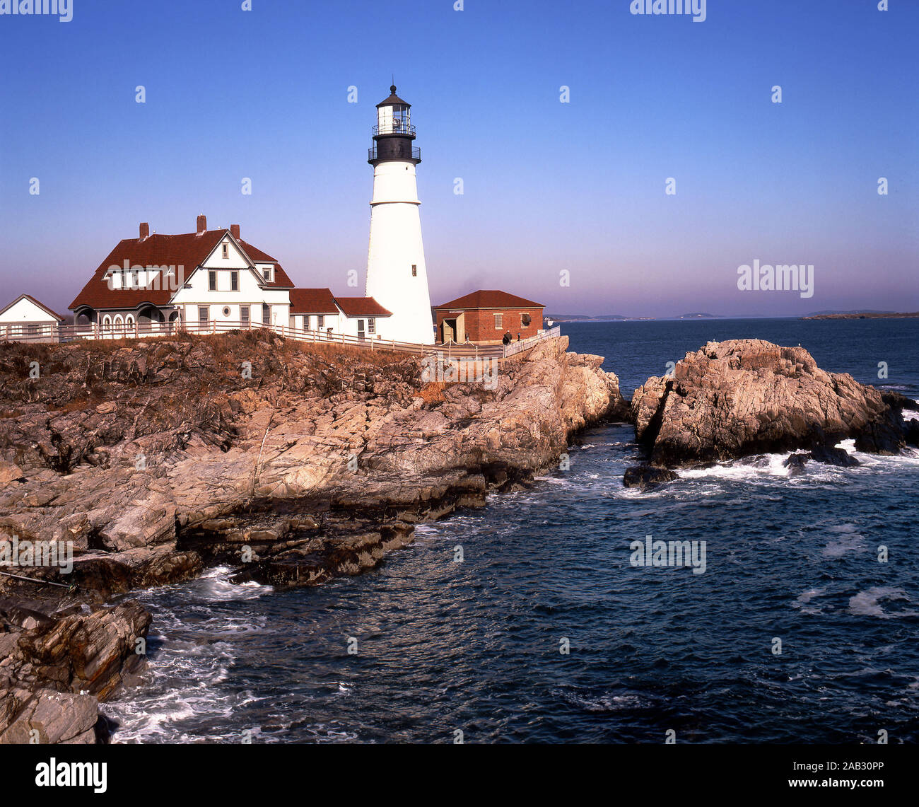 South Portland Head Leuchtturm an der Tarifbezirk Kueste von Maine, USA Stockfoto