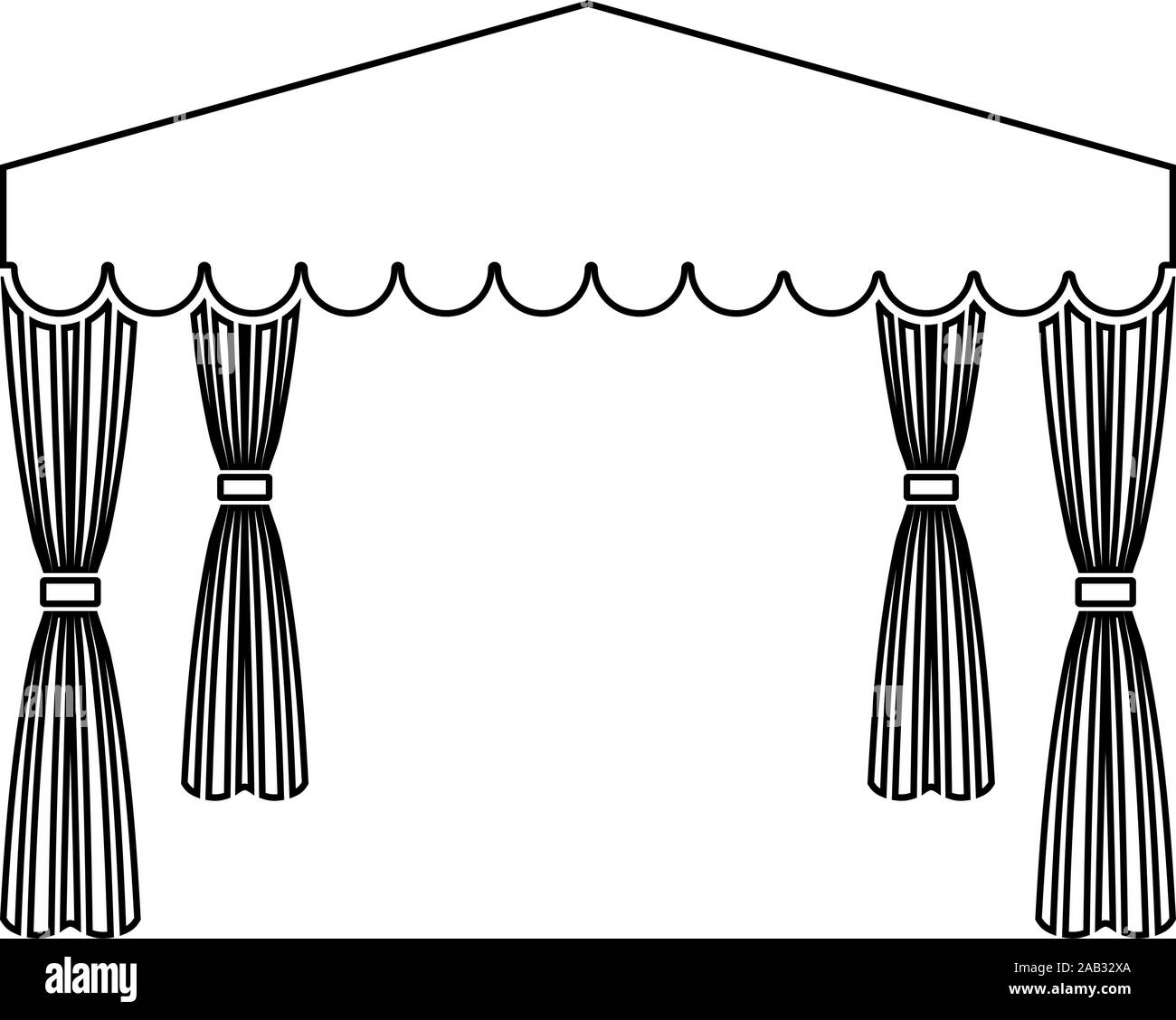 Vordach Pop Up Zelt kommerzielle Pavillon Markise für Rest Festzelt Chuppah Symbol outline Schwarz Vector Illustration Flat Style simple Image Stock Vektor
