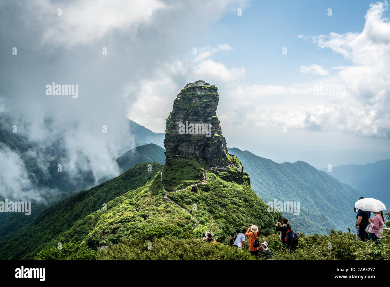 Fanjingshan new gold Gipfel Landschaft und Blick auf das Tal in Fanjing Berg in Guizhou China Stockfoto
