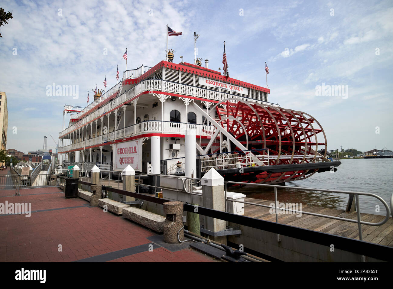 Georgien Queen Riverboat River Street Savannah Georgia USA Stockfoto