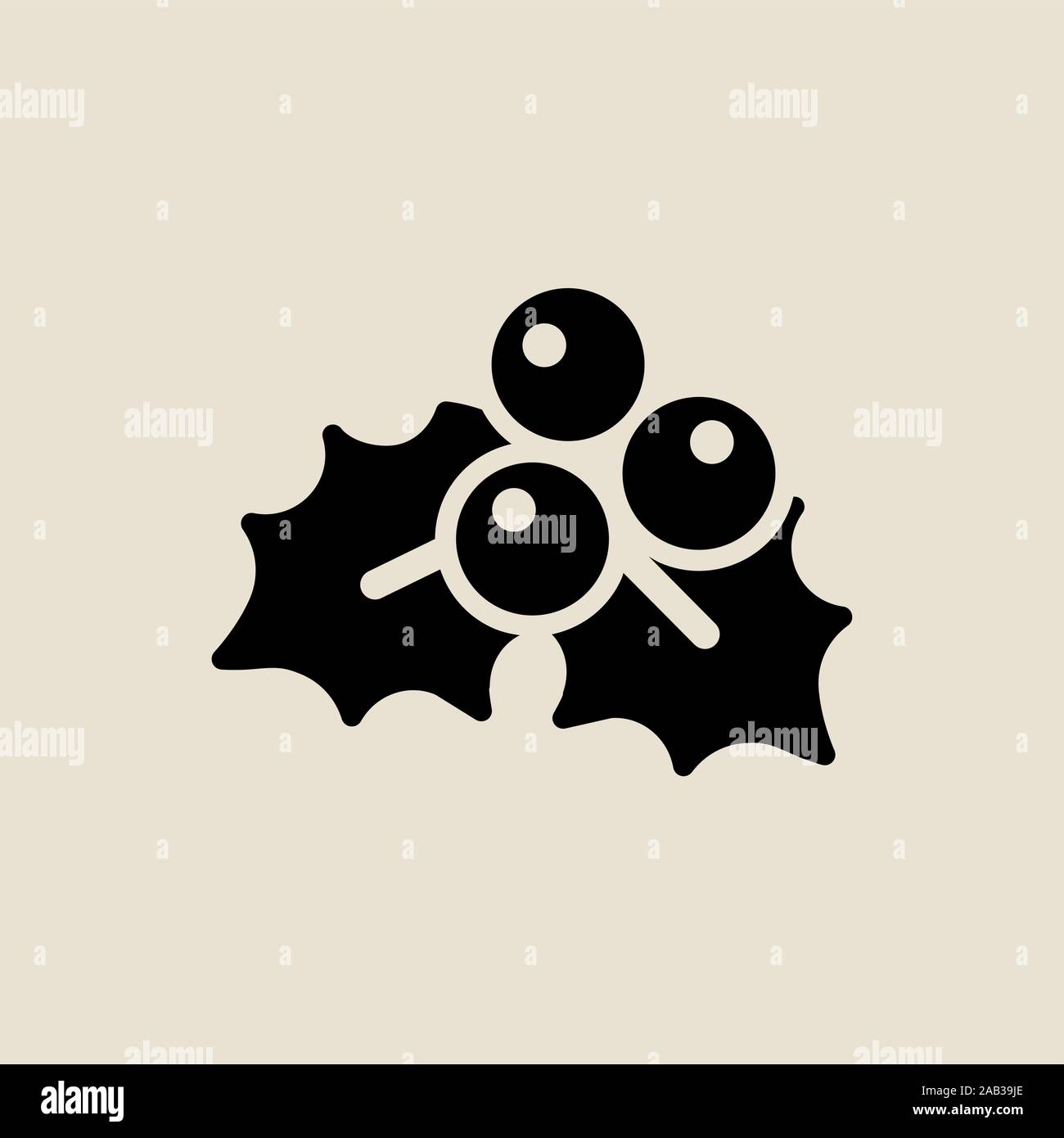 Blatt berry Symbol einfache flache Stil Weihnachten Symbol. Stock Vektor