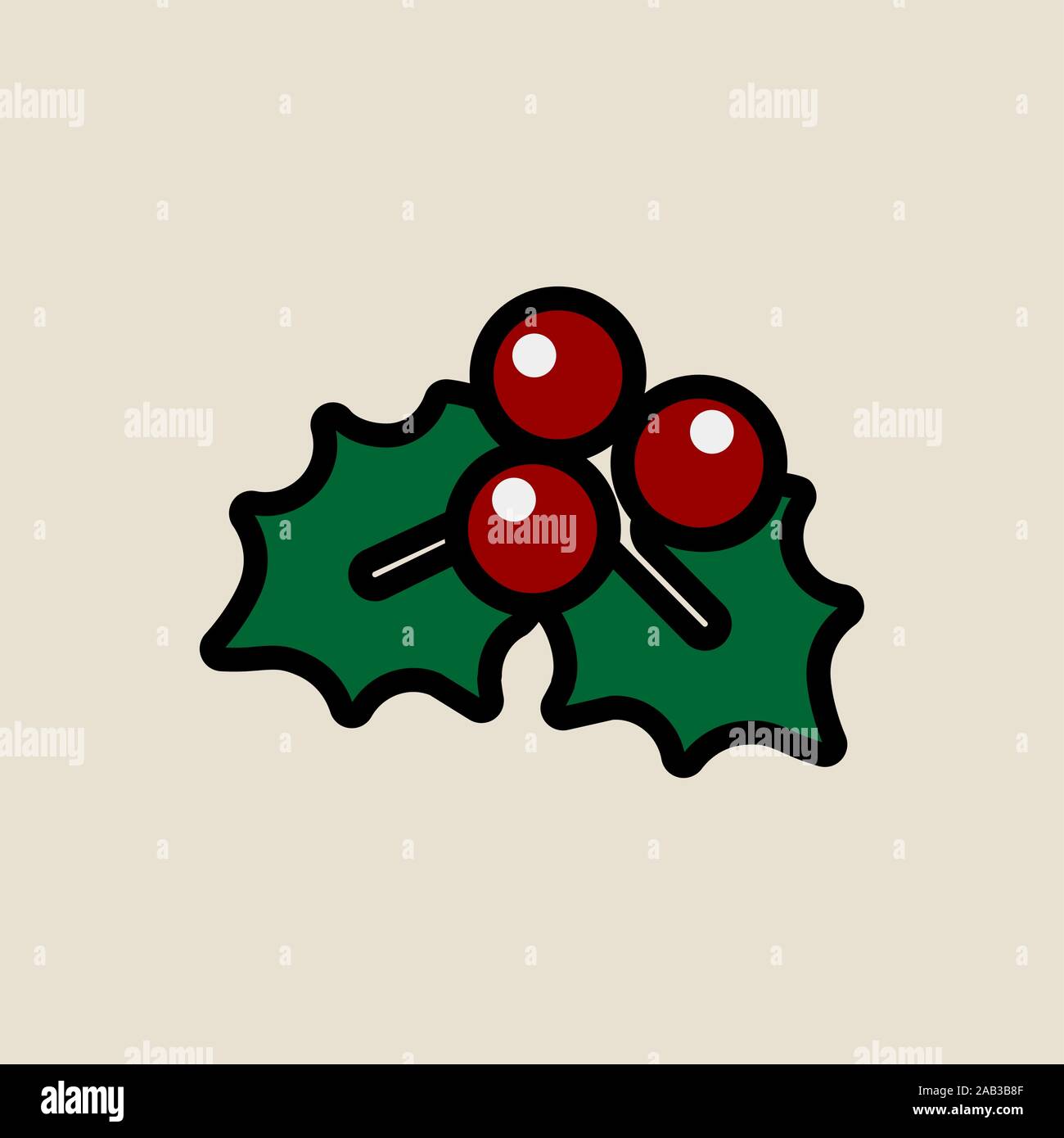 Blatt berry Symbol einfache flache Stil Weihnachten Symbol. Stock Vektor