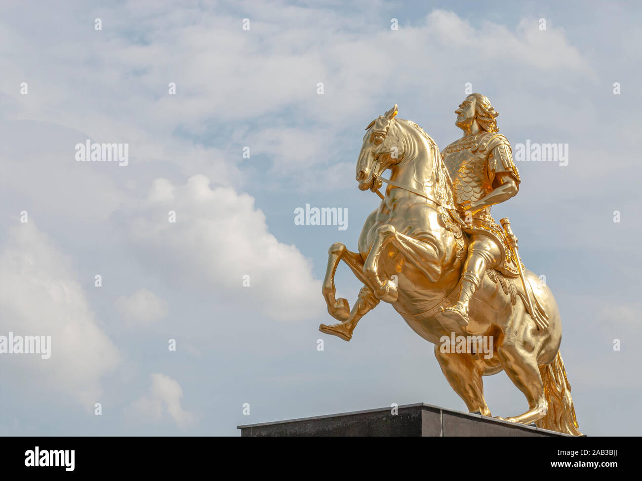 Goldener Reiter, goldenes Vergoldetes Reiterstandbild von König August dem Großen, Dresden, Deutschland Stockfoto