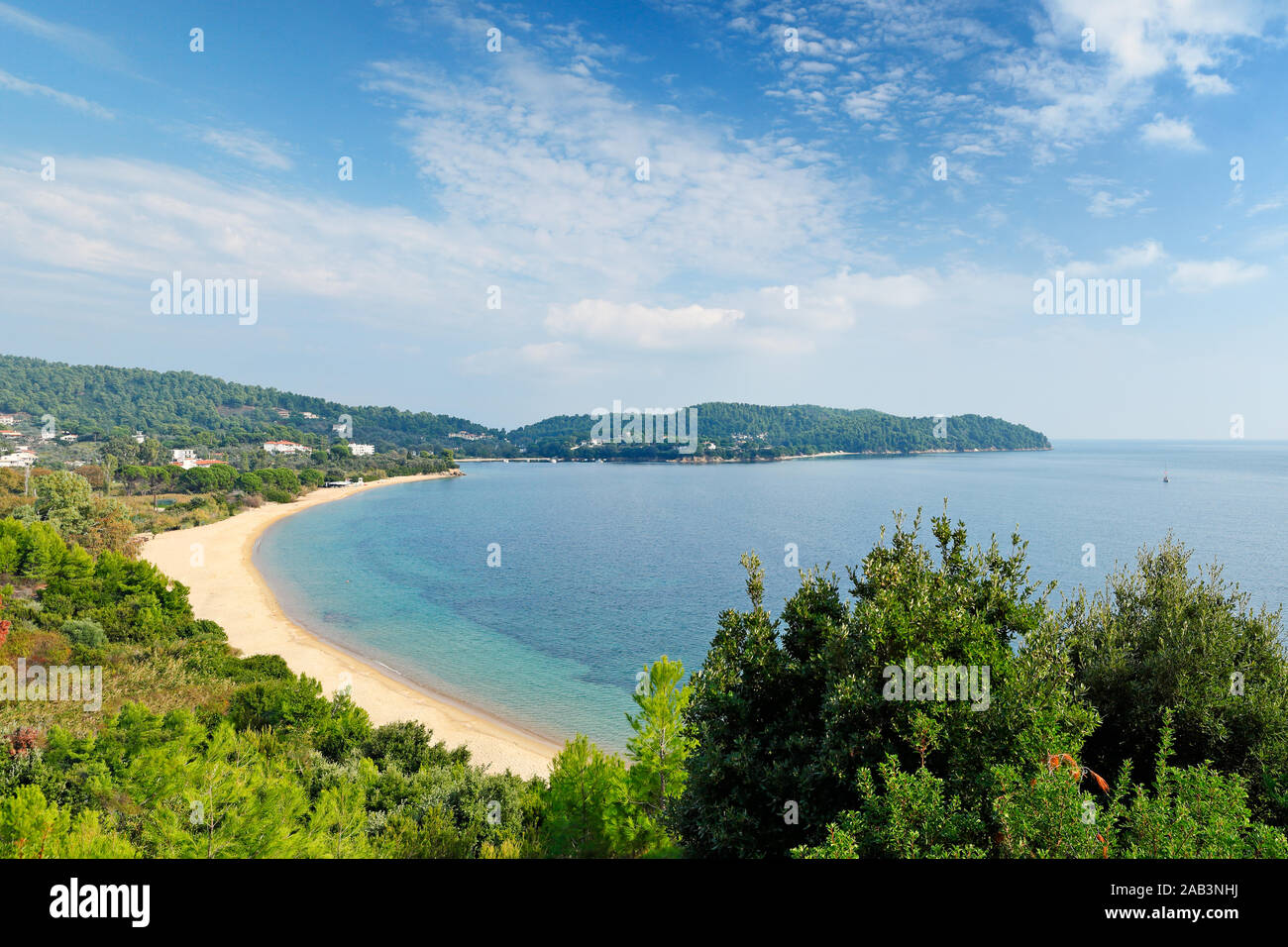 Der Strand Agia Paraskevi der Insel Skiathos, Griechenland Stockfoto