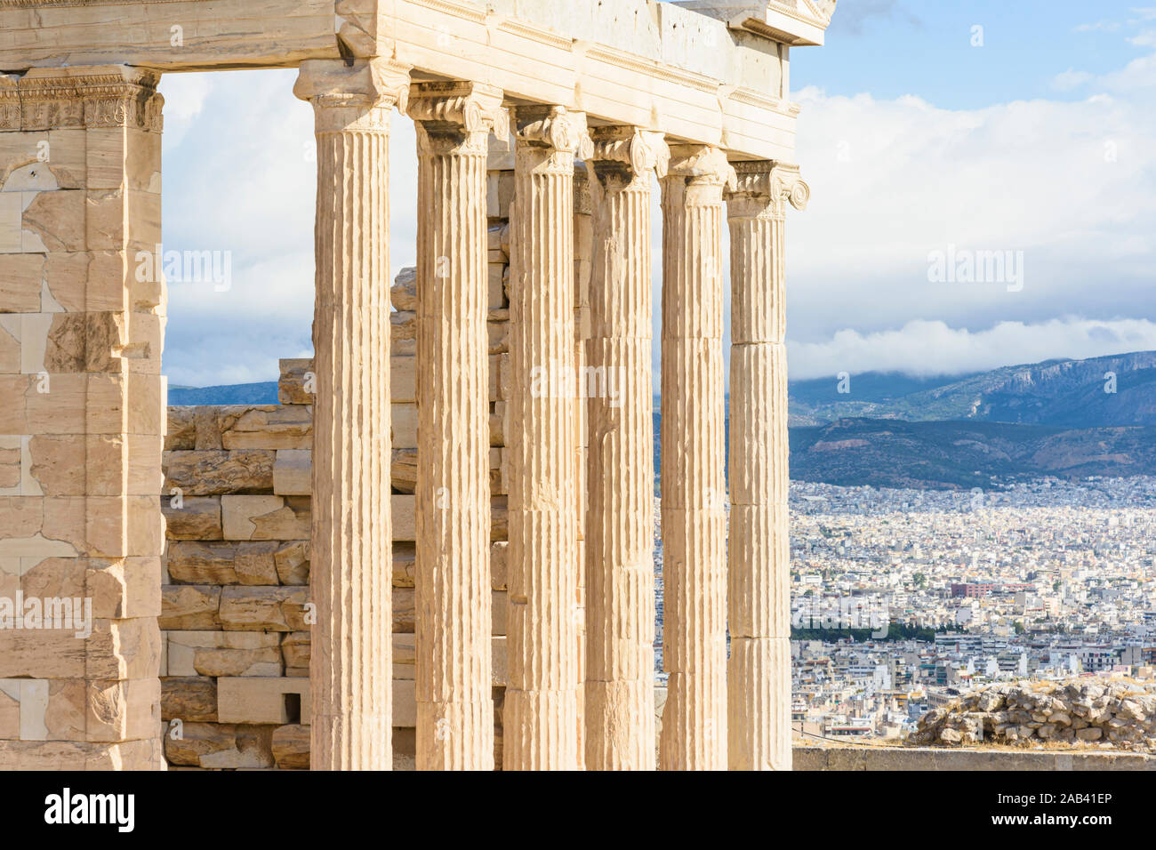 Detail des Erechtheion auf der Akropolis, Athen, Griechenland Stockfoto